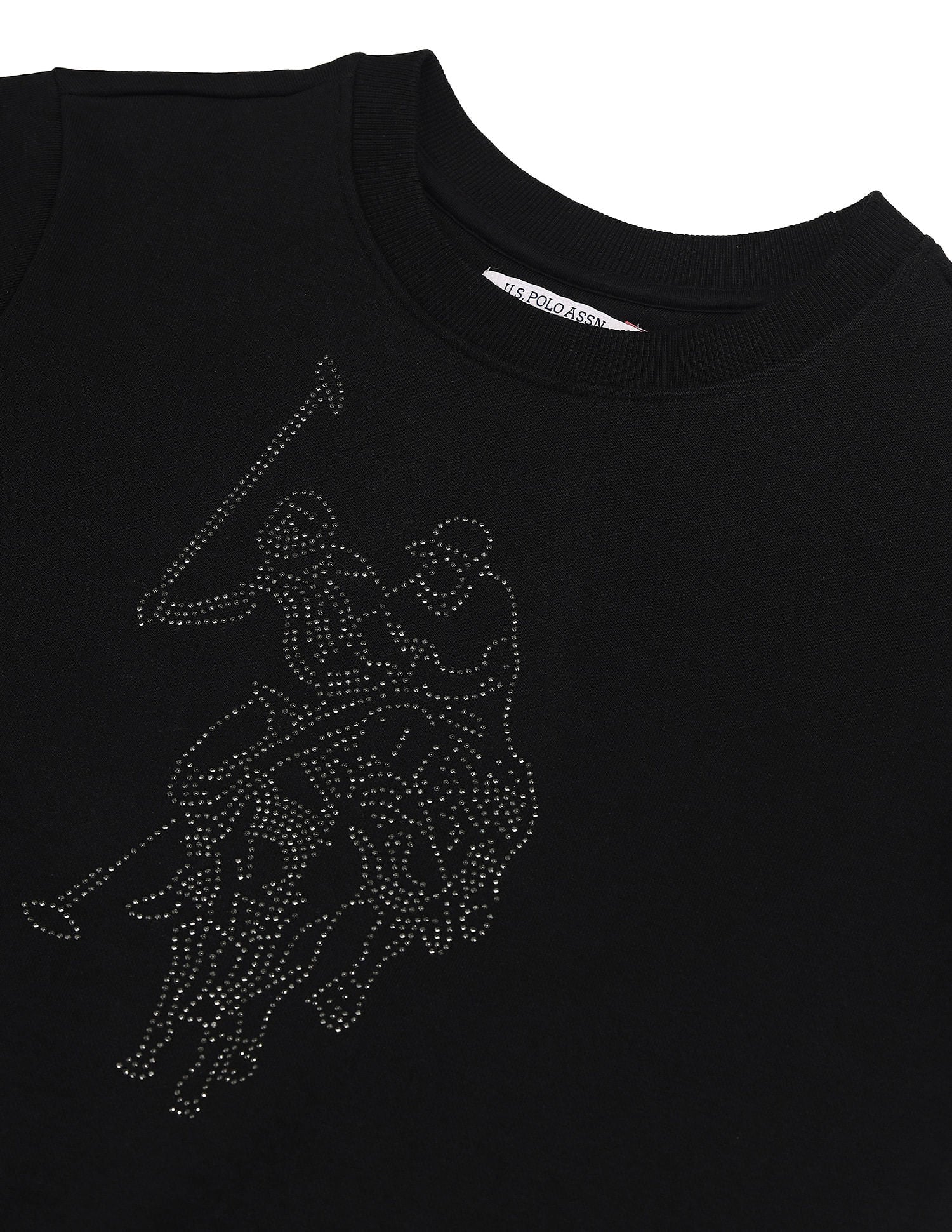 Drop Shoulder Embellished Sweatshirt Black - U.S. POLO ASSN. | Large