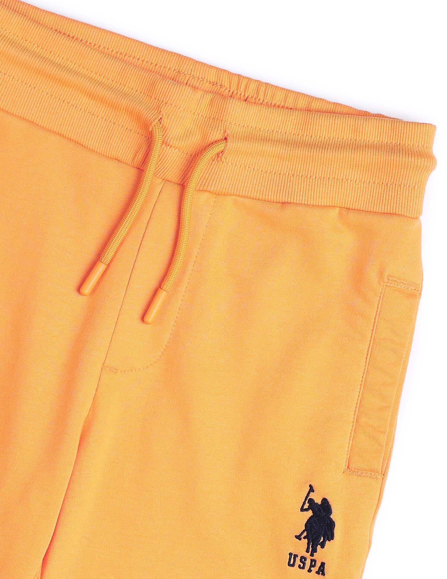Boys Pure Cotton Solid Joggers Orange - U.S. POLO ASSN. | Large