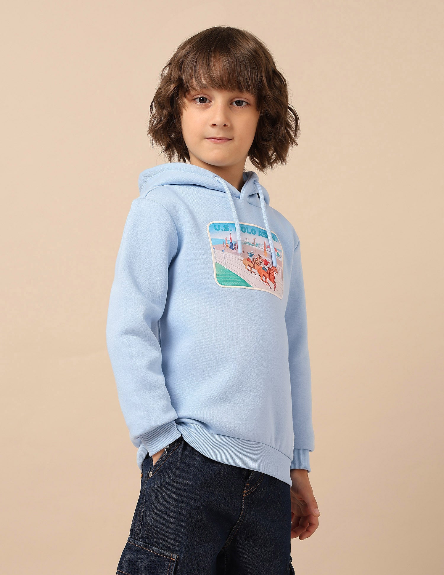 Boys Graphic Brand Printed Sweatshirt Light Blue - U.S. POLO ASSN. | Large