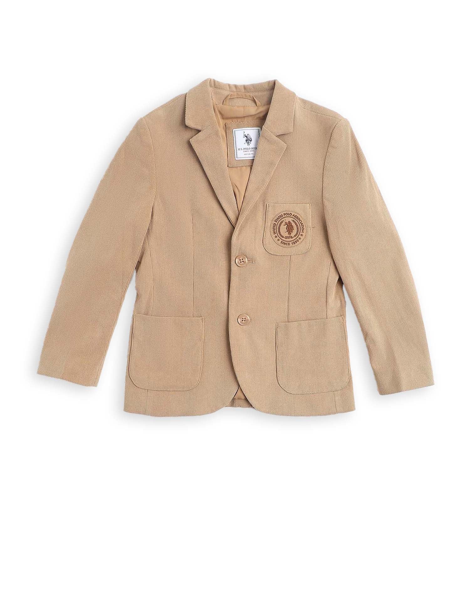 Boys Solid Regular Fit Blazer Khaki - U.S. POLO ASSN. | Large