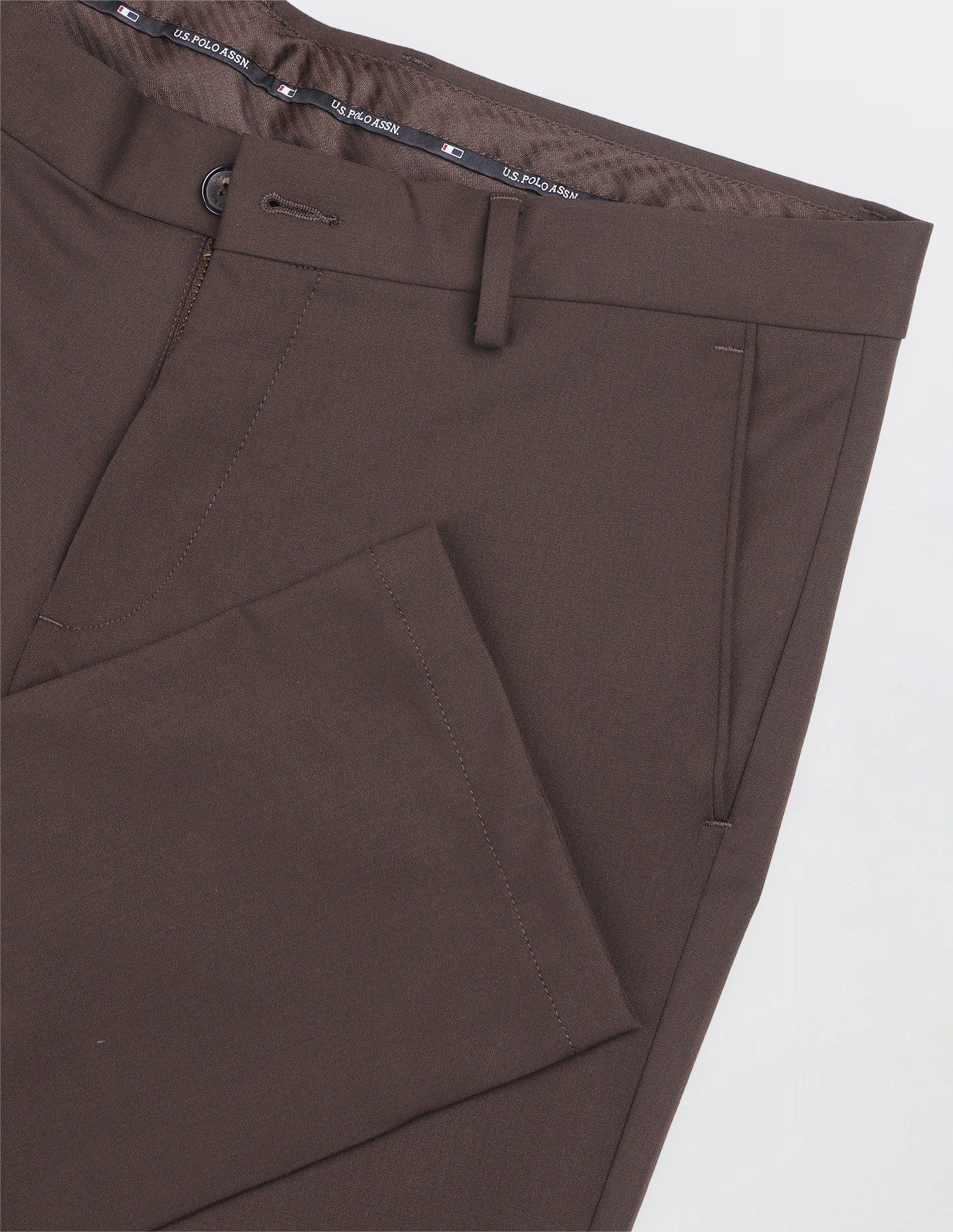 Knitted Denver Slim Fit Trousers Brown - U.S. Polo Assn. India | Large