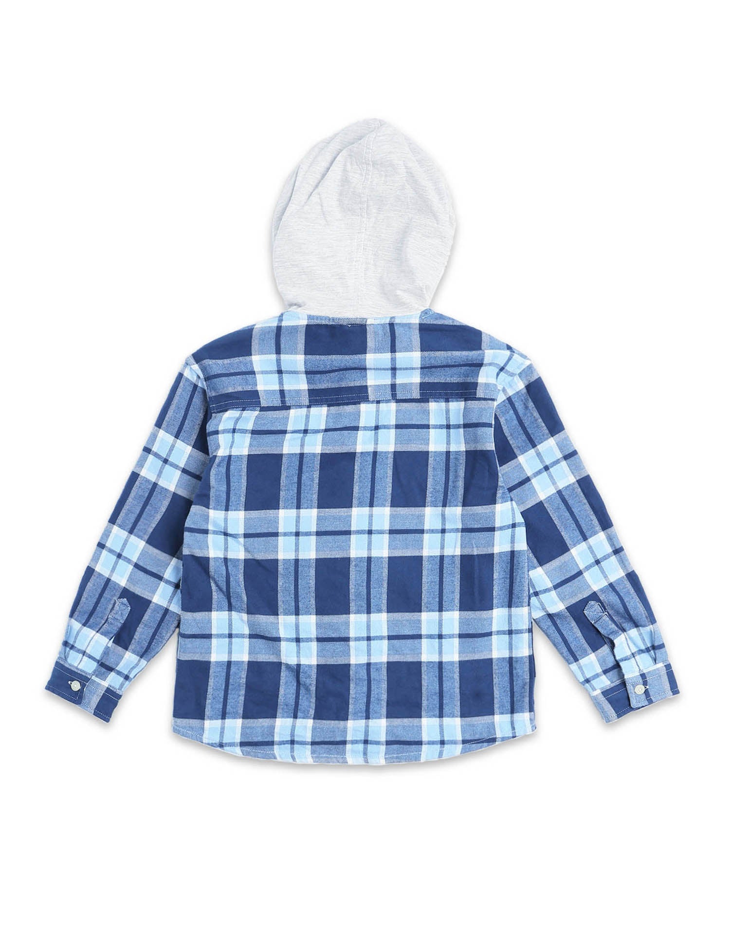 Boys Tartan Checked Hooded Shacket Navy - U.S. POLO ASSN. | Large