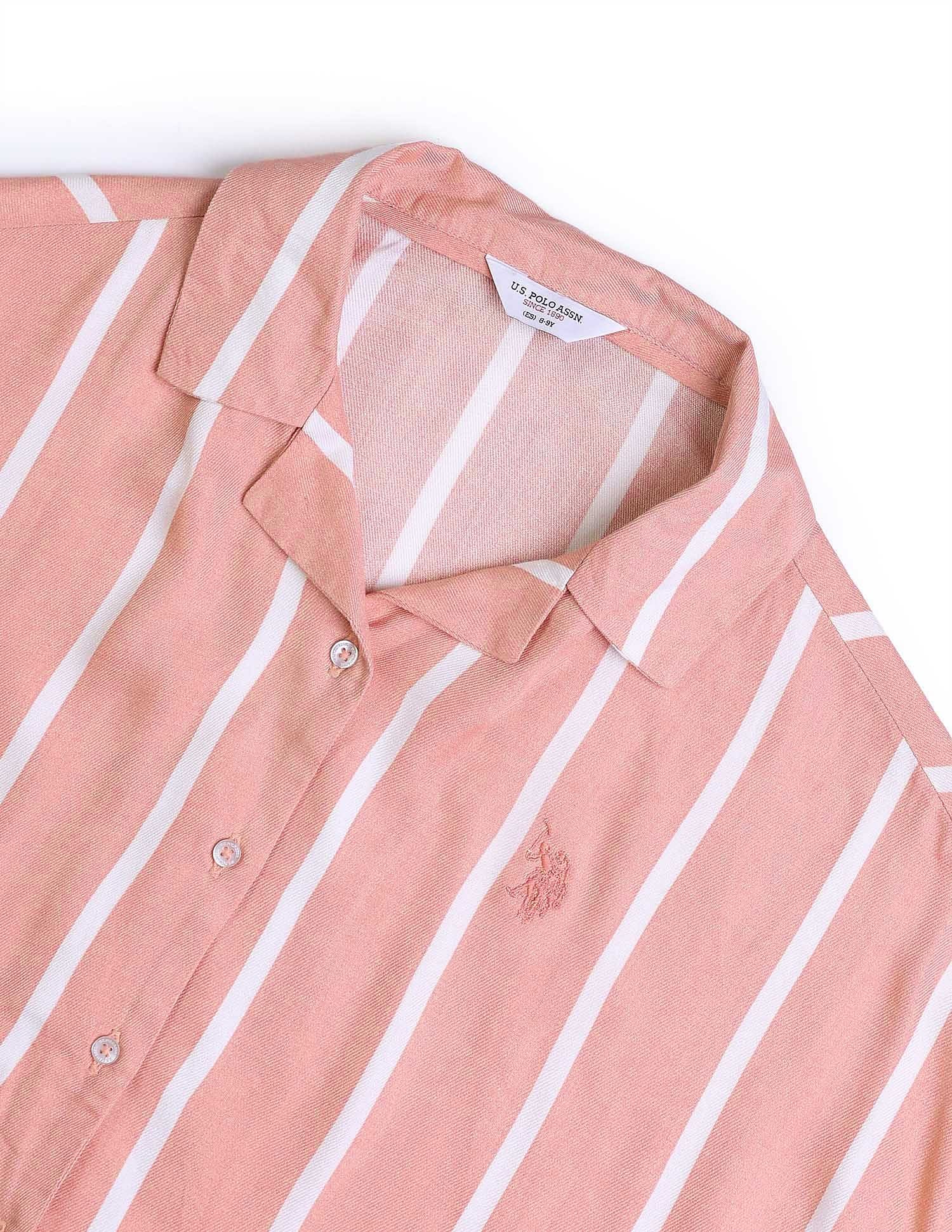 Girls Vertical Striped Co-Ords Pink - U.S. POLO ASSN. | Large