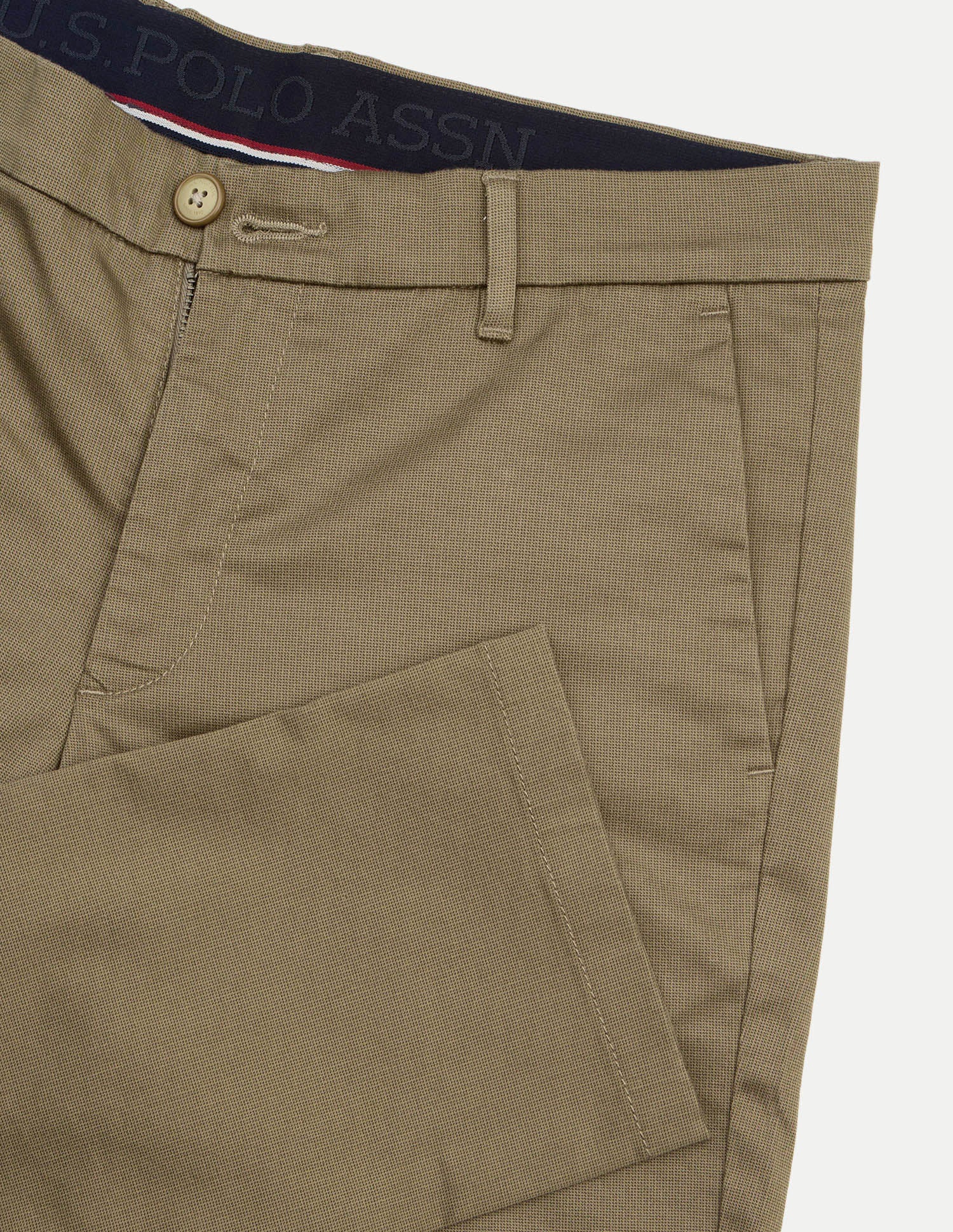 Denver Slim Fit Satin Trousers Khaki - U.S. Polo Assn. India | Large
