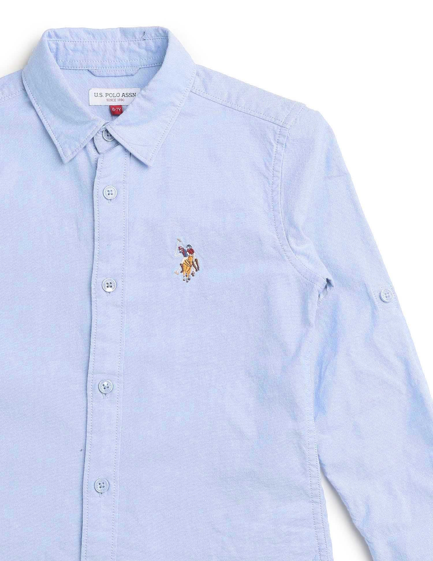 Boys Solid Oxford Shirt Light Blue - U.S. POLO ASSN. | Large