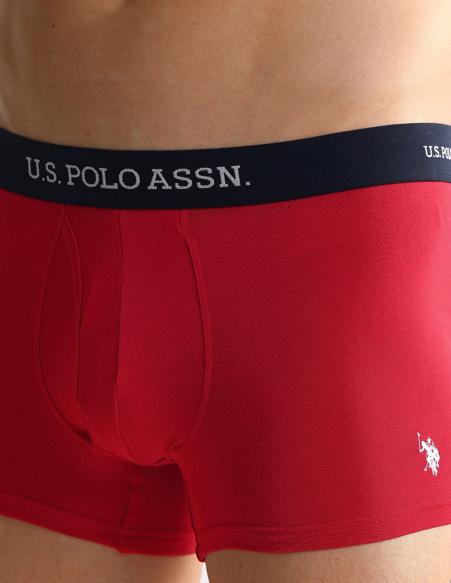 Elastic Waistband Ribbed Solid OET011 Trunks - Pack Of 2 Red and Navy - U.S. POLO ASSN. | Large