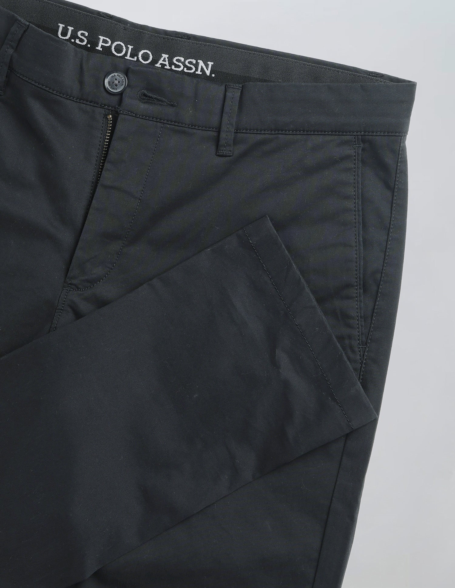 Slim Fit Satin Trousers Black - U.S. Polo Assn. India | Large