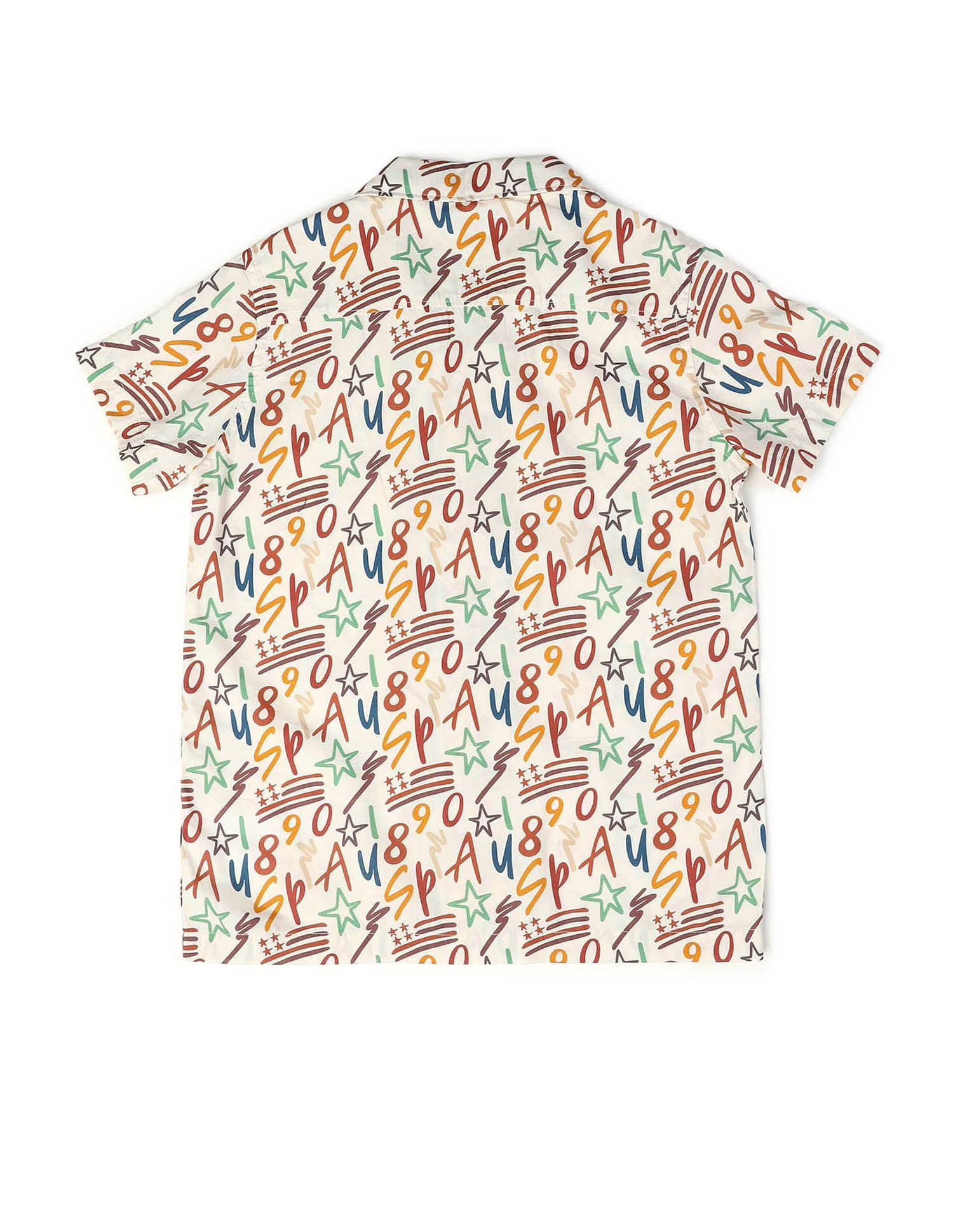 Boys All Over Printed Cuban Shirt Off White - U.S. POLO ASSN. | Large
