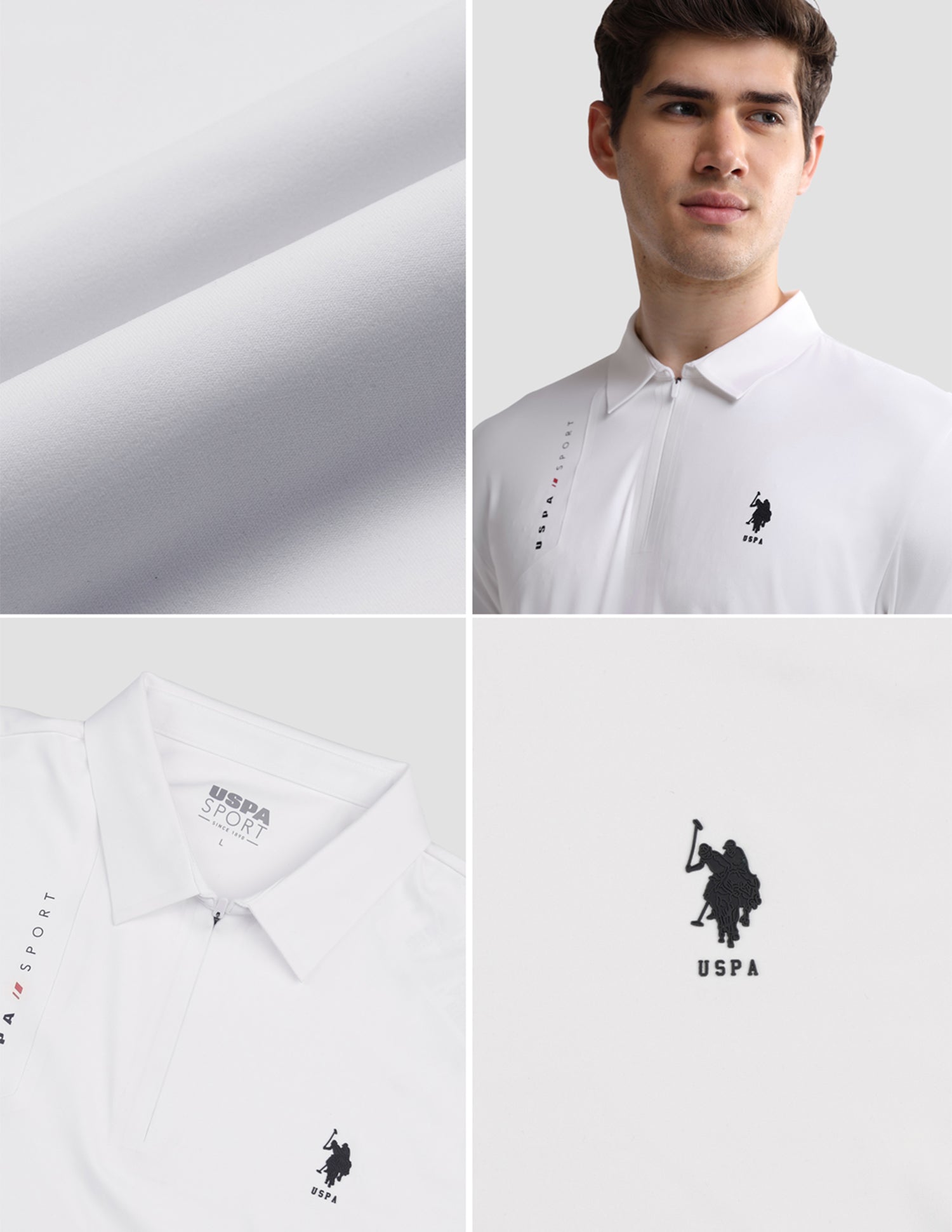 Solid Slim Fit Active Polo Shirt White - U.S. Polo Assn. India | Large