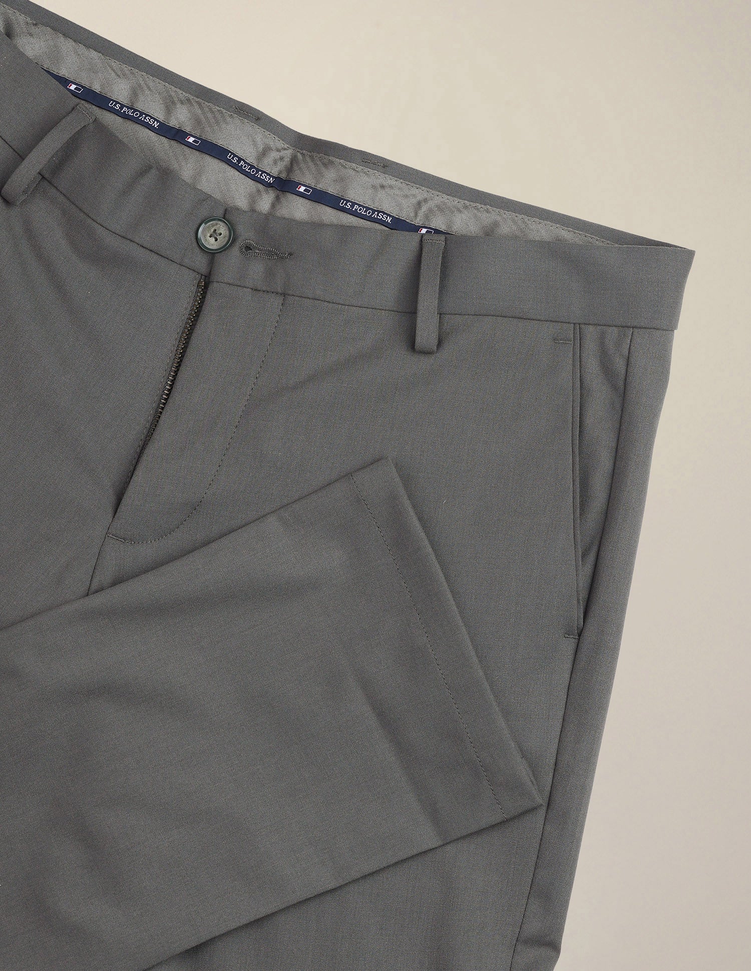 Slim Fit Satin Trousers Sage - U.S. Polo Assn. India | Large