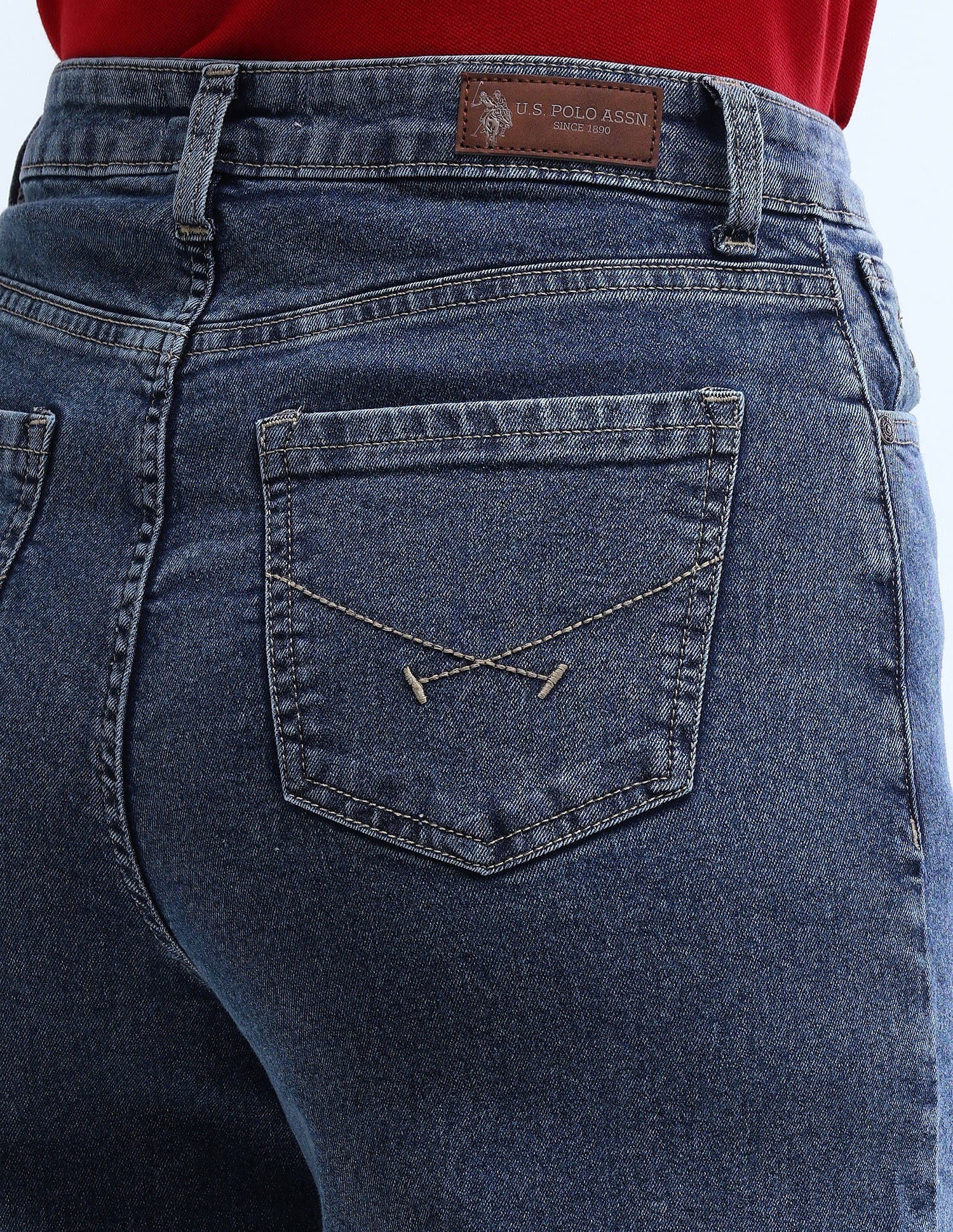 High Rise Stretchable Baggy Jeans Dark Blue - U.S. POLO ASSN. | Large