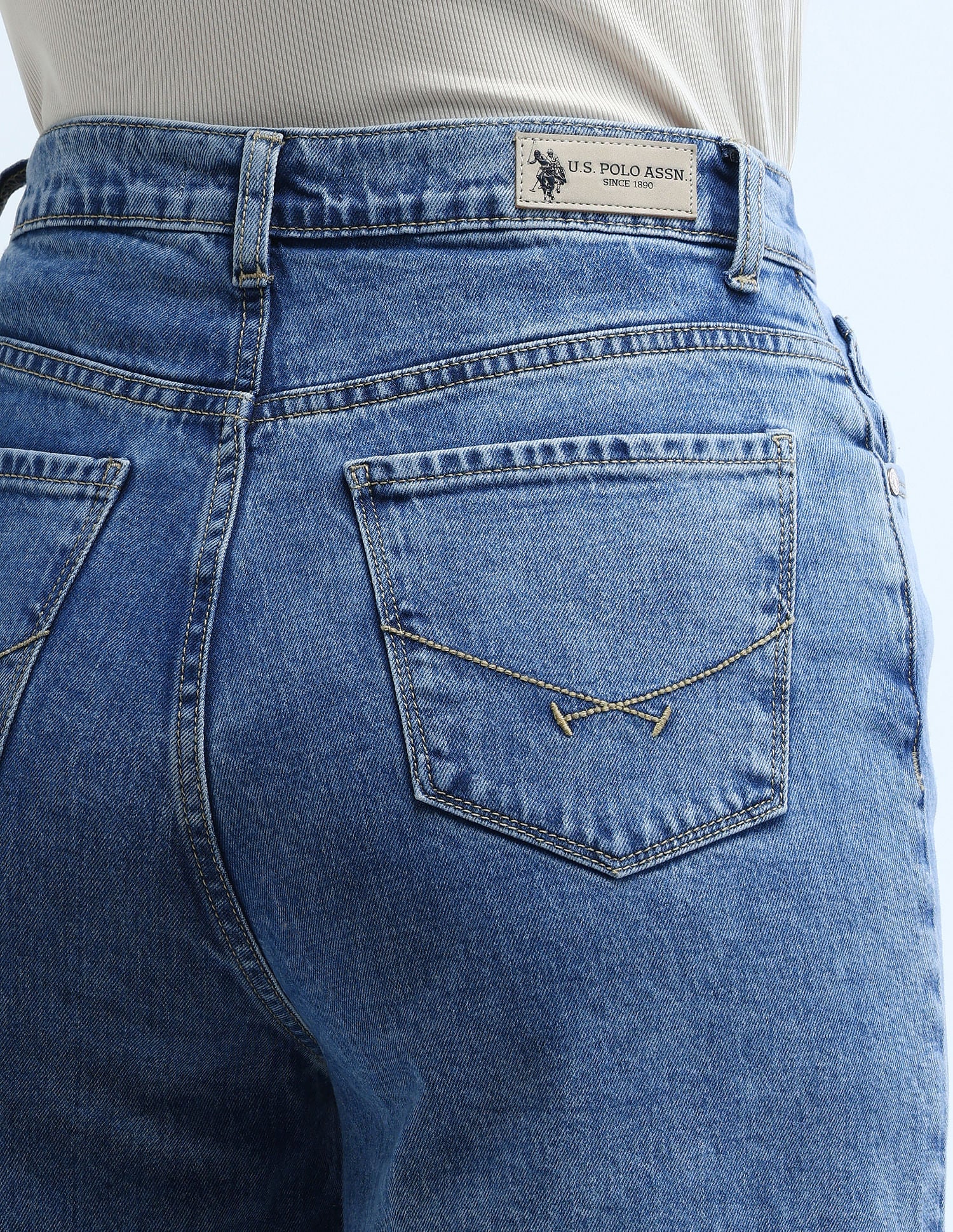 High Rise Wideleg Jeans Blue - U.S. POLO ASSN. | Large