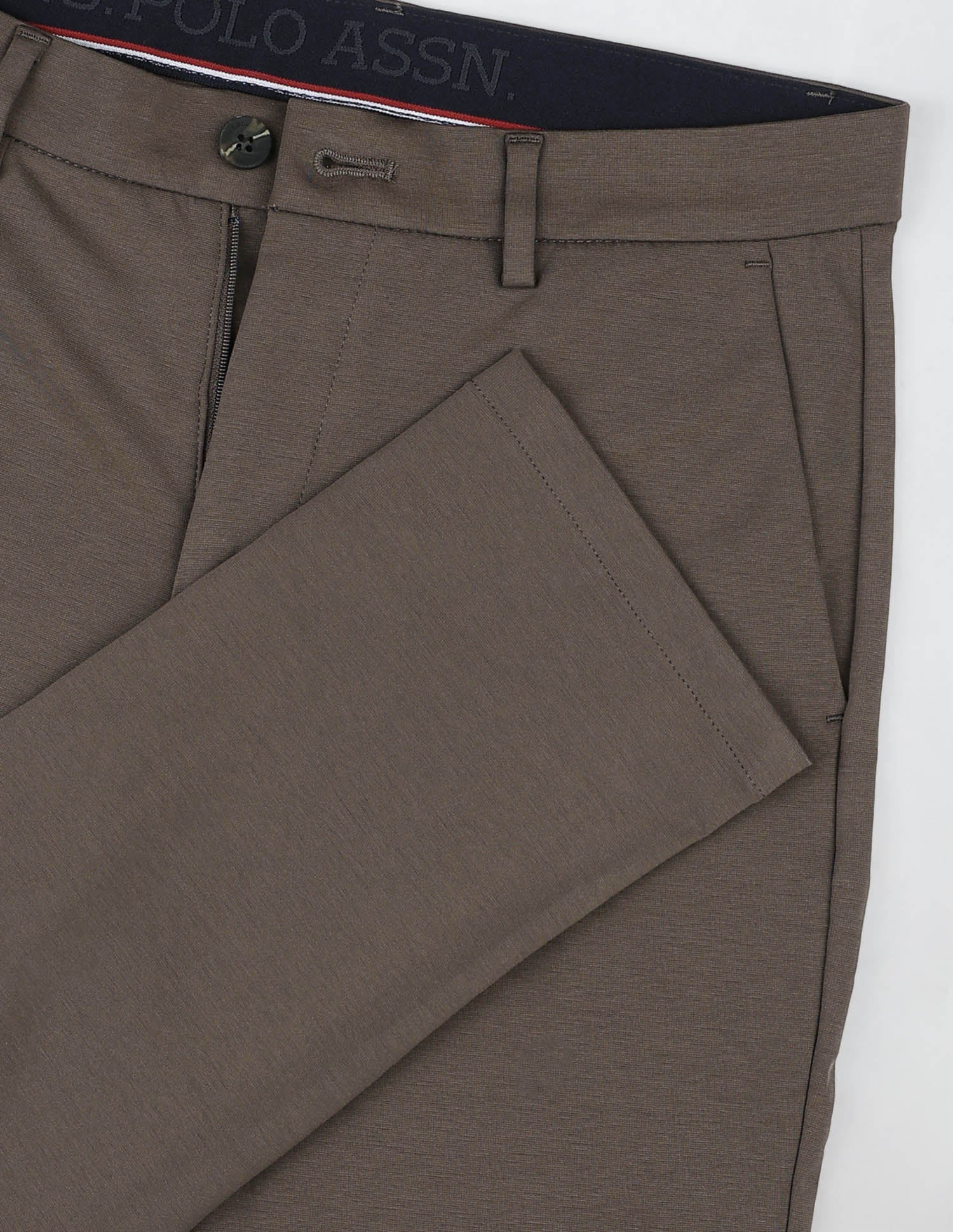 Satin Slim Fit Trousers Brown - U.S. Polo Assn. India | Large