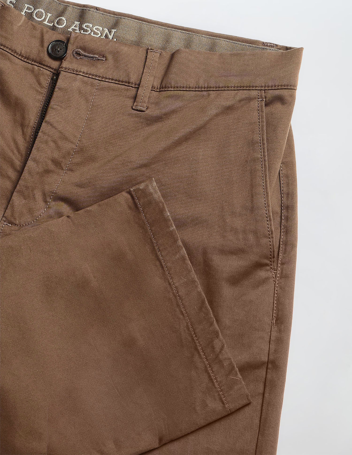 Riley Straight Fit Satin Trousers Brown - U.S. Polo Assn. India | Large