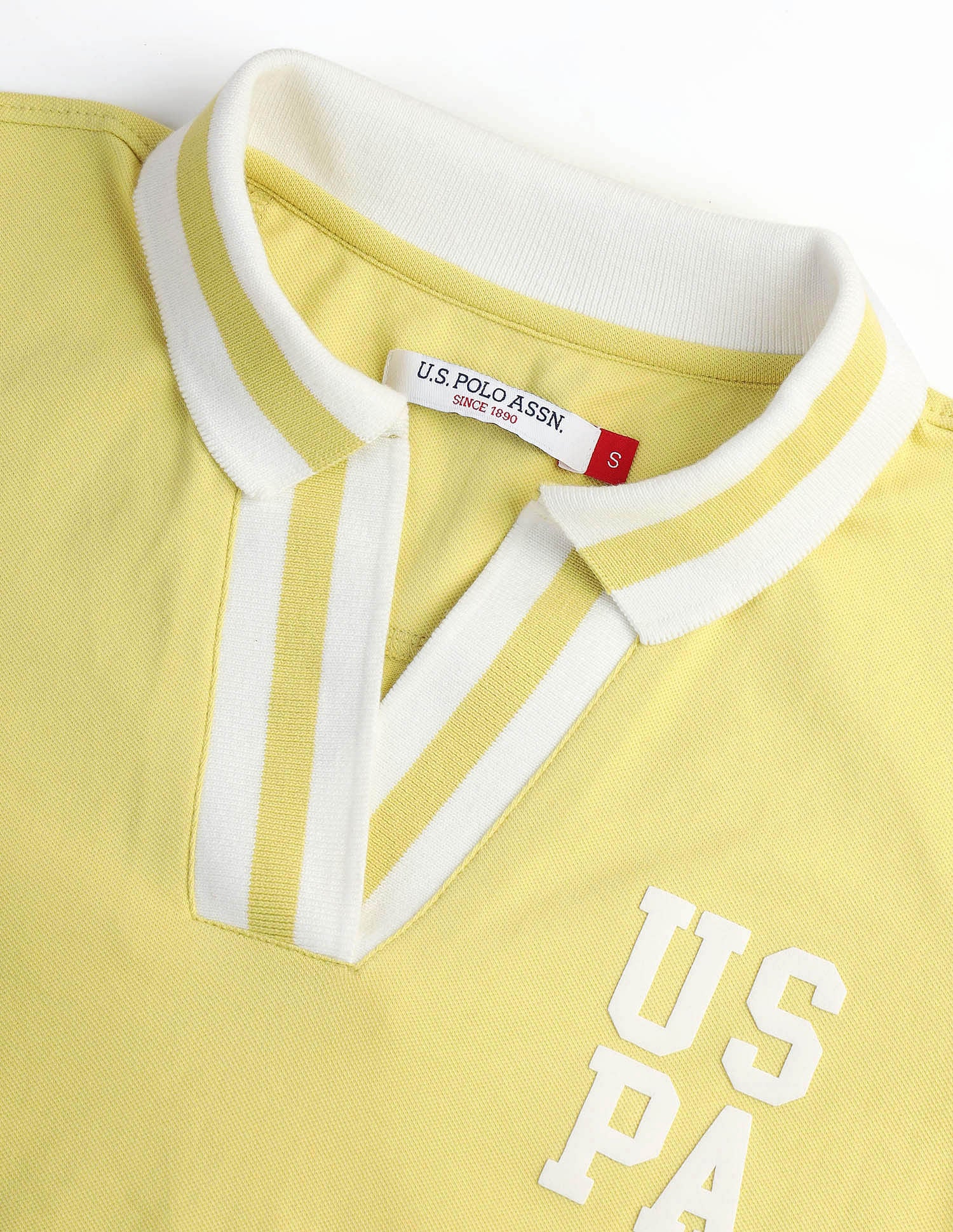 Striped Collar Pique Polo Shirt Yellow - U.S. POLO ASSN. | Large