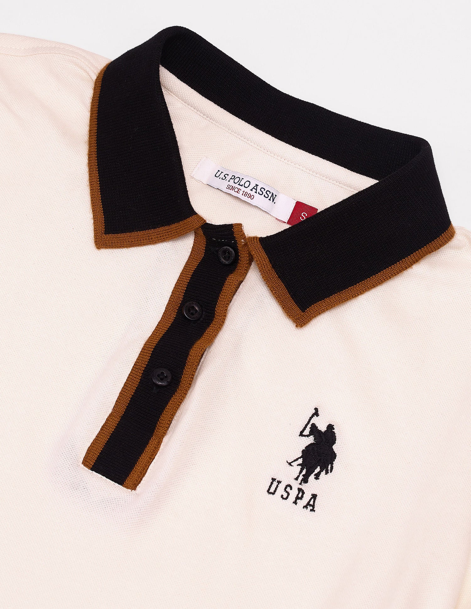 Tipped Placket Polo Shirt Off White - U.S. POLO ASSN. | Large