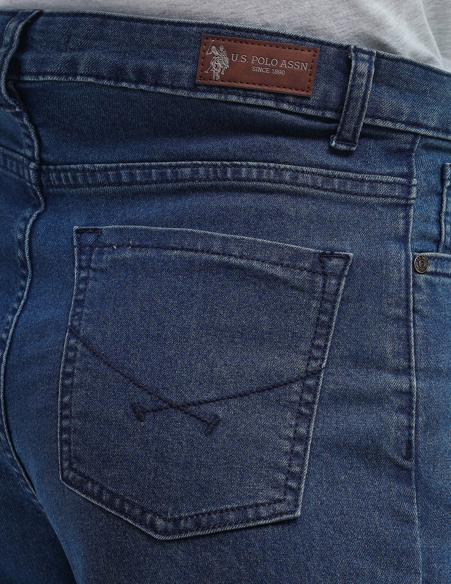 High Rise Mom Fit Jeans Blue - U.S. POLO ASSN. | Large