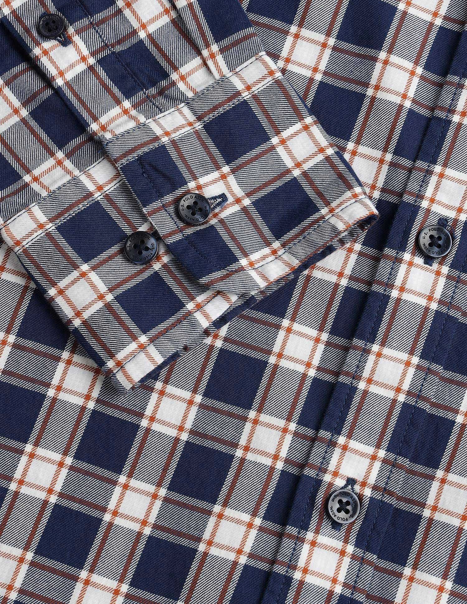 Tartan Checked Twill Cotton Shirt NAVY BLUE - U.S. Polo Assn. India | Large