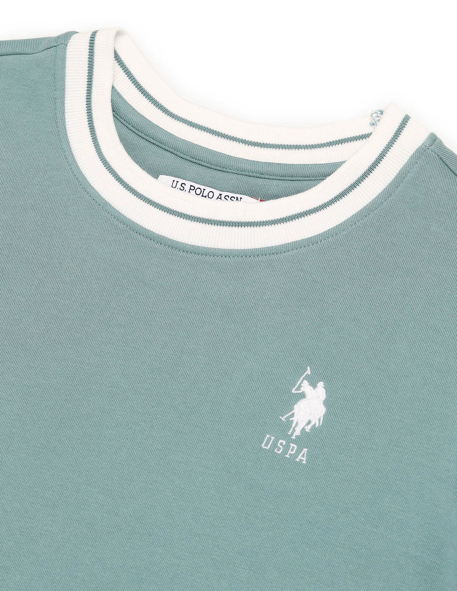 Striped Crew Neck Sweatshirt Turquoise - U.S. POLO ASSN. | Large