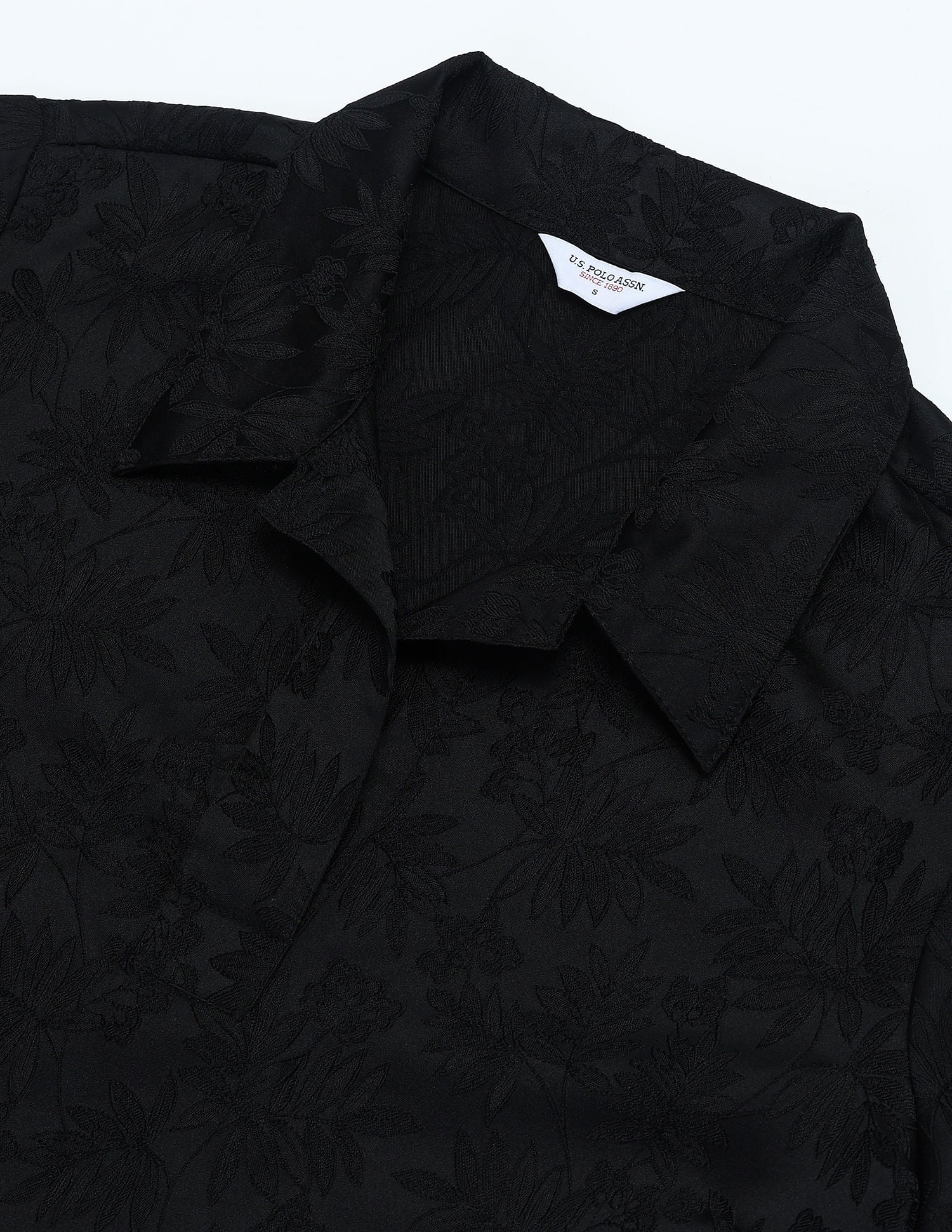 Polo Collar Jacquard Shift Dress Black - U.S. POLO ASSN. | Large