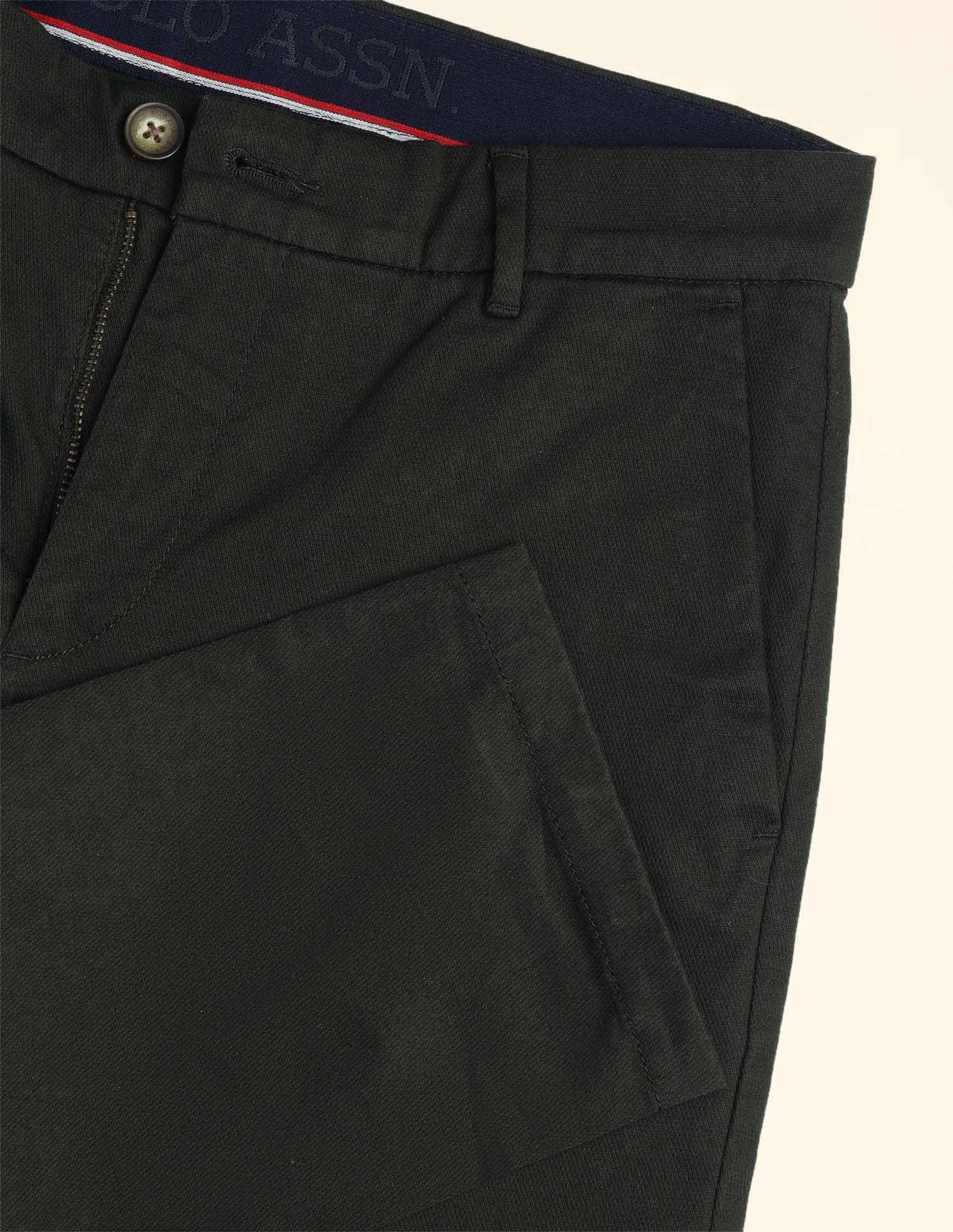 Textured Twill Trousers Olive - U.S. Polo Assn. India | Large