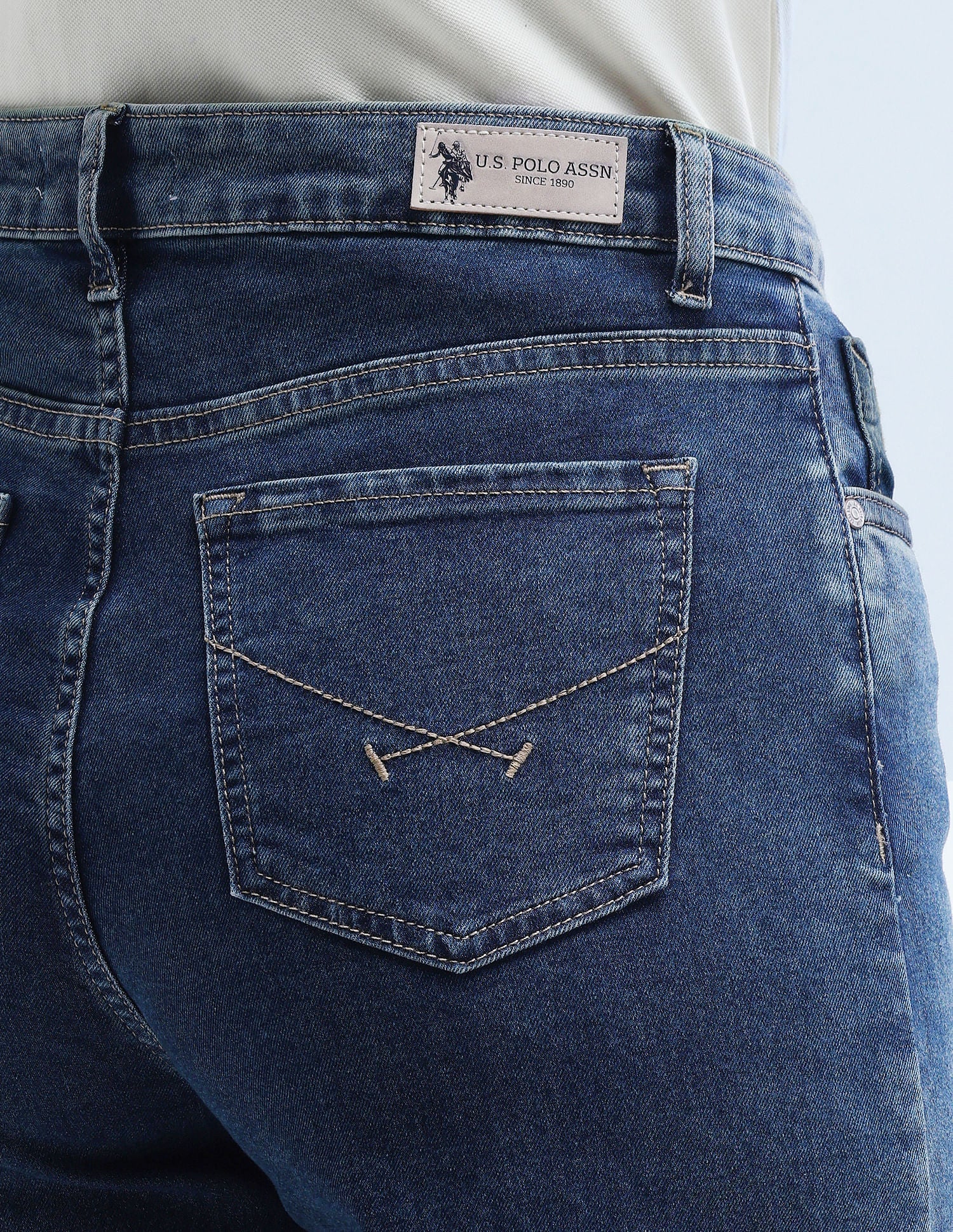 High Rise Wideleg Stretchable Jeans Blue - U.S. POLO ASSN. | Large