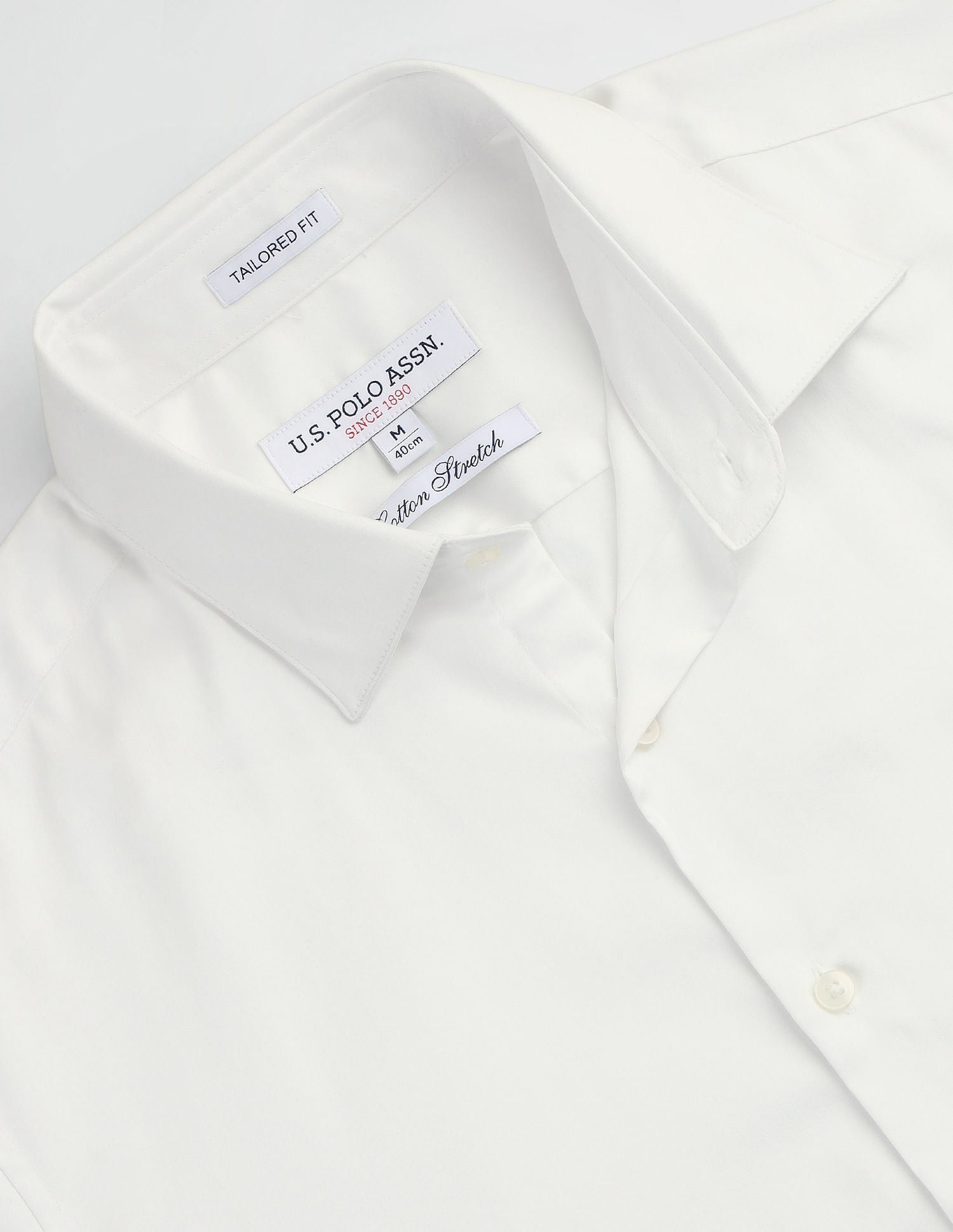 Tailored Regular Fit Solid Shirt White - U.S. Polo Assn. India | Large