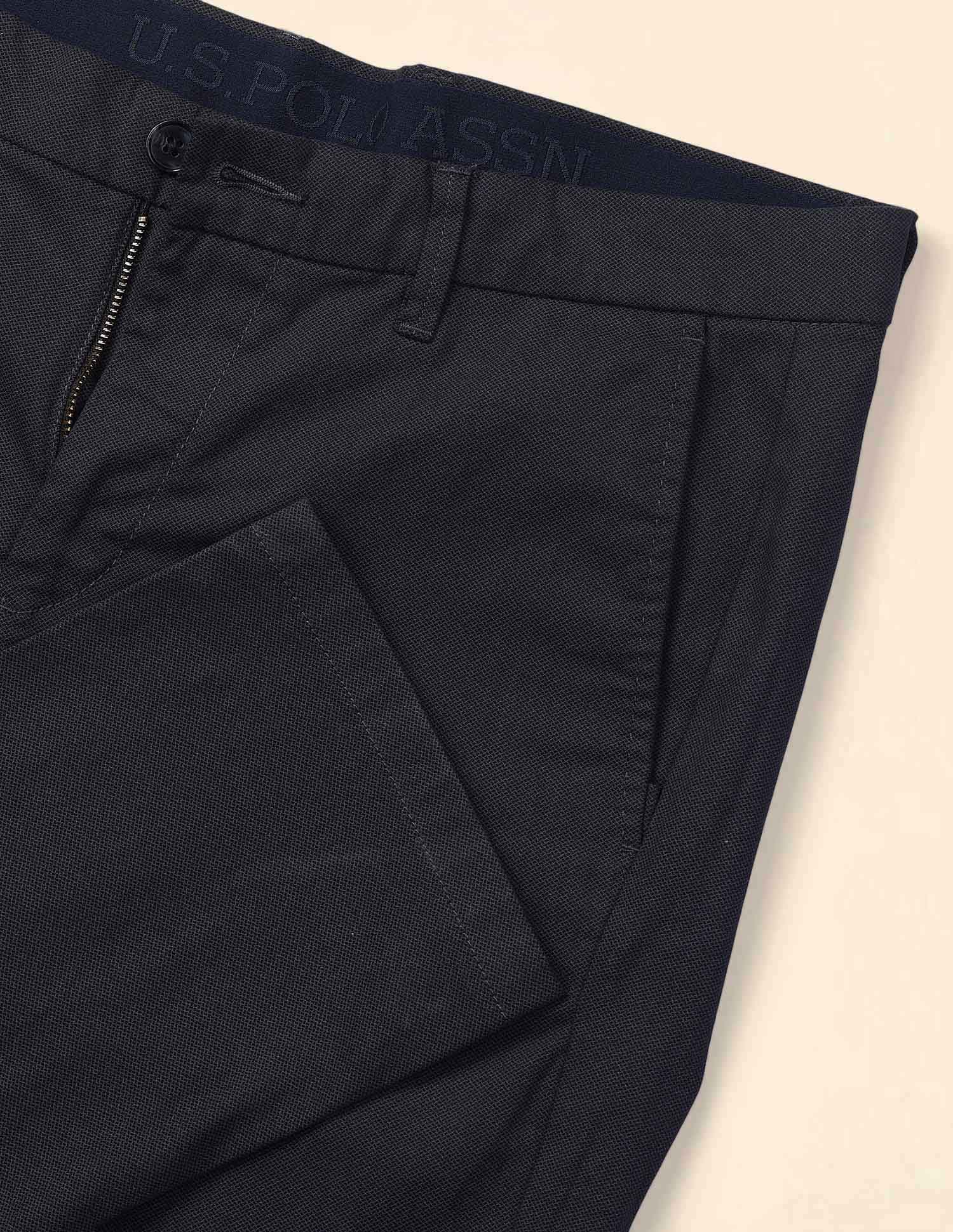 Denver Slim Fit Twill Trousers Black - U.S. Polo Assn. India | Large