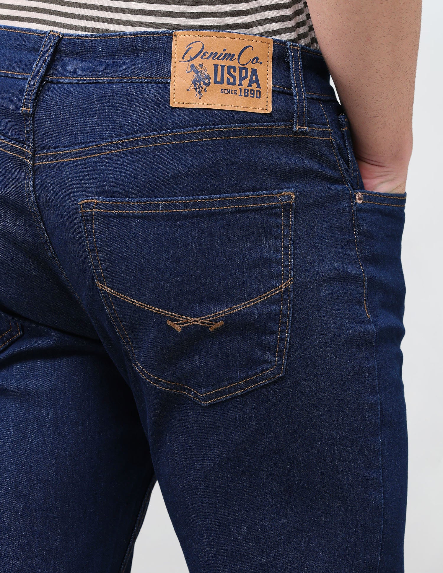 Solid Slim Straight Fit Jeans Blue - U.S. Polo Assn. India | Large