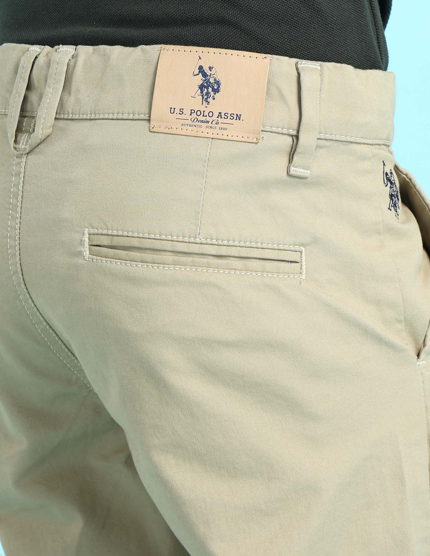 Boys Beige Mid Rise Twill Weave Solid Trousers Beige - U.S. POLO ASSN. | Large