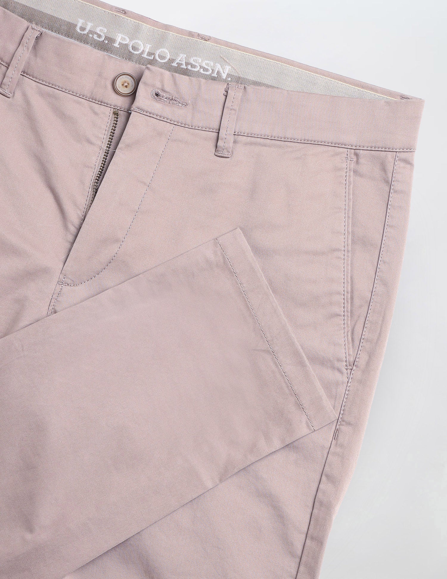 Austin Slim Fit Satin Trousers Taupe Grey - U.S. Polo Assn. India | Large