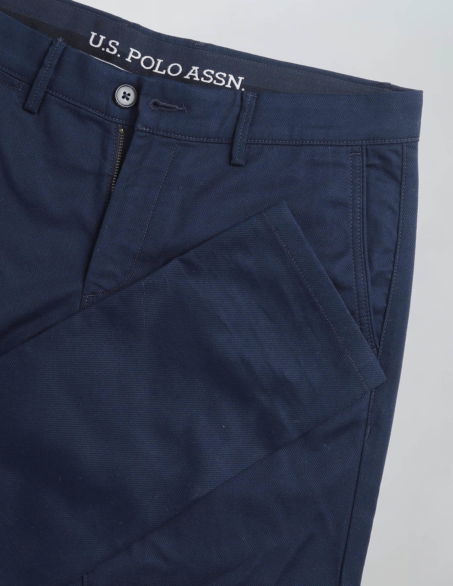Austin Slim Fit Textured Trousers Navy - U.S. Polo Assn. India | Large