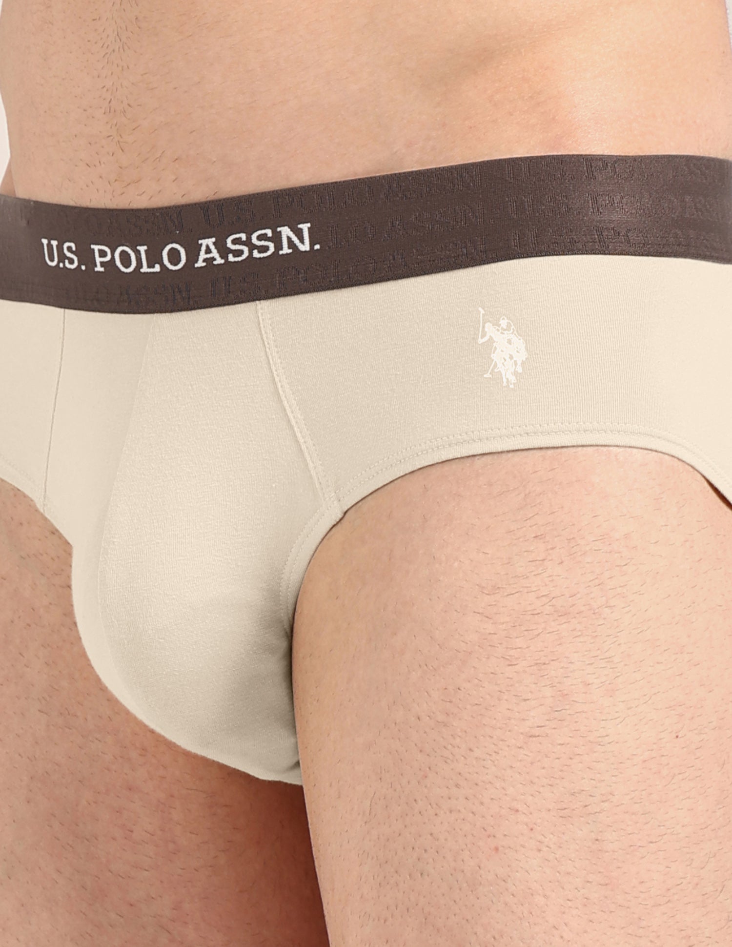 Antibacterial Dual Layered OEB21 Brief - Pack Of 2 Oatmeal /Navy - U.S. Polo Assn. India | Large