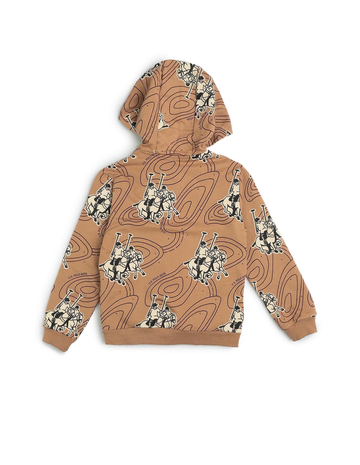 Boys Graphic Brand Printed Regular Fit Sweatshirt Light Brown - U.S. POLO ASSN. | Large