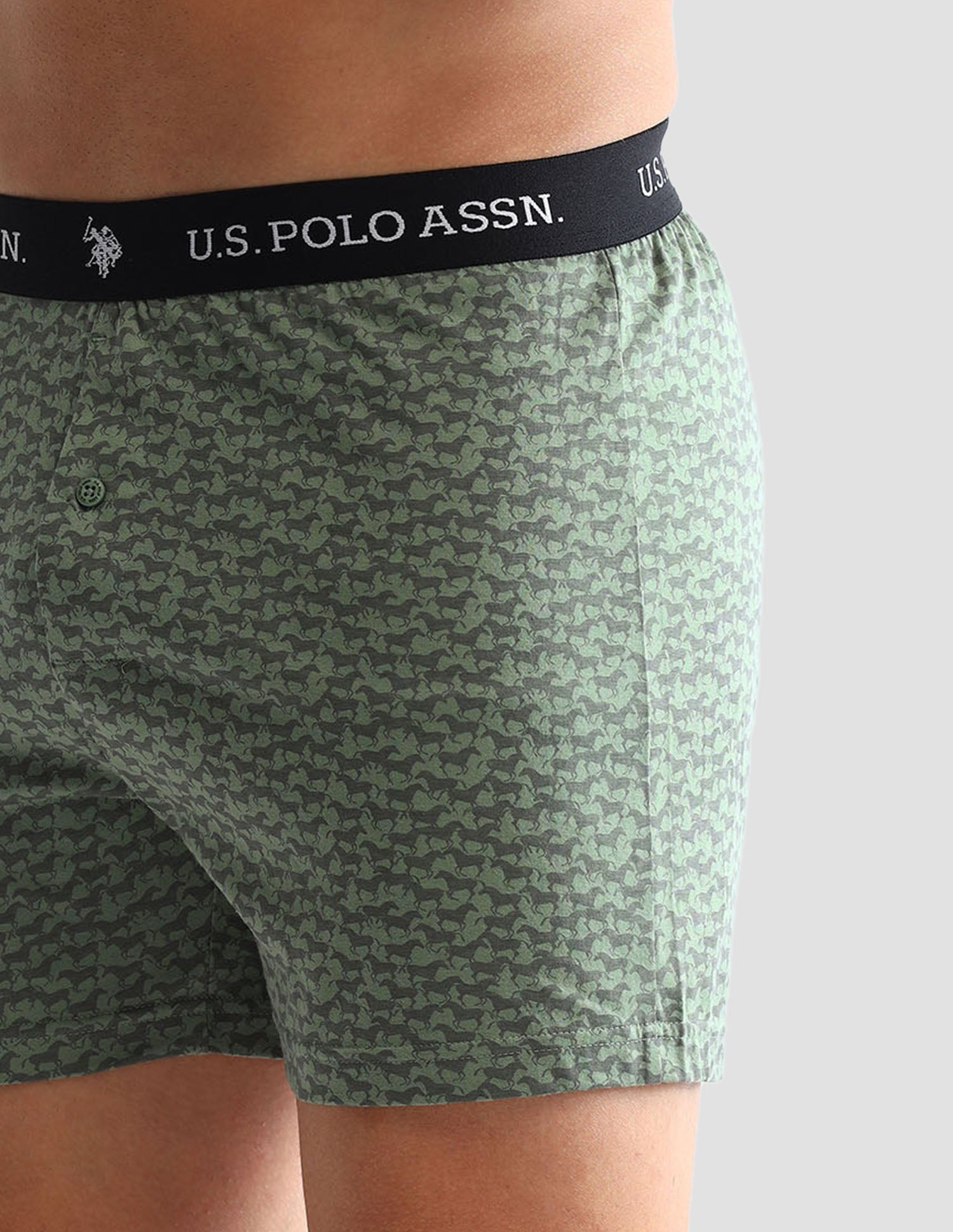 Printed Cotton OEX09 Boxers - Pack Of 2 Beige and Green Bay - U.S. POLO ASSN. | Large