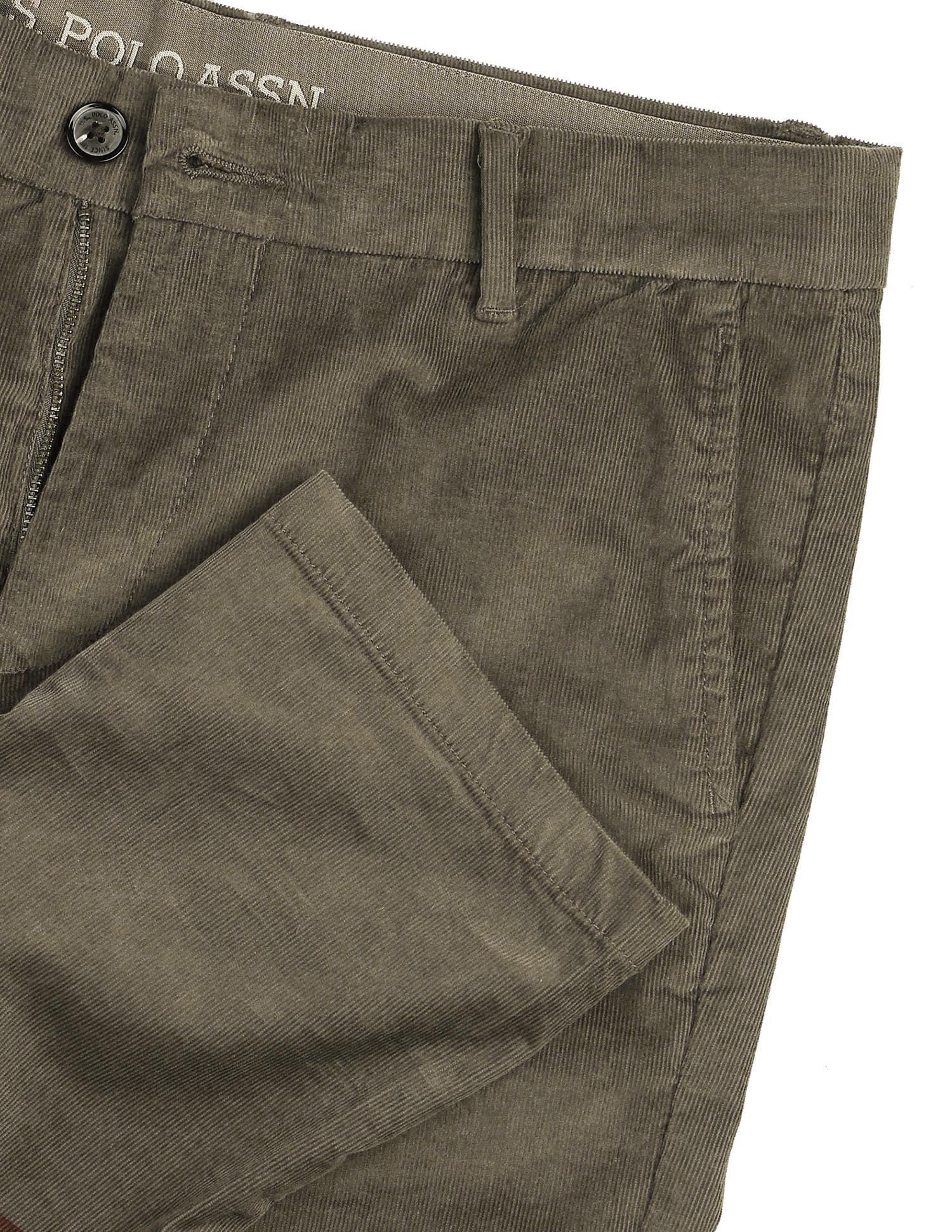 Denver Slim Fit Corduroy Trousers Light Olive - U.S. POLO ASSN. | Large