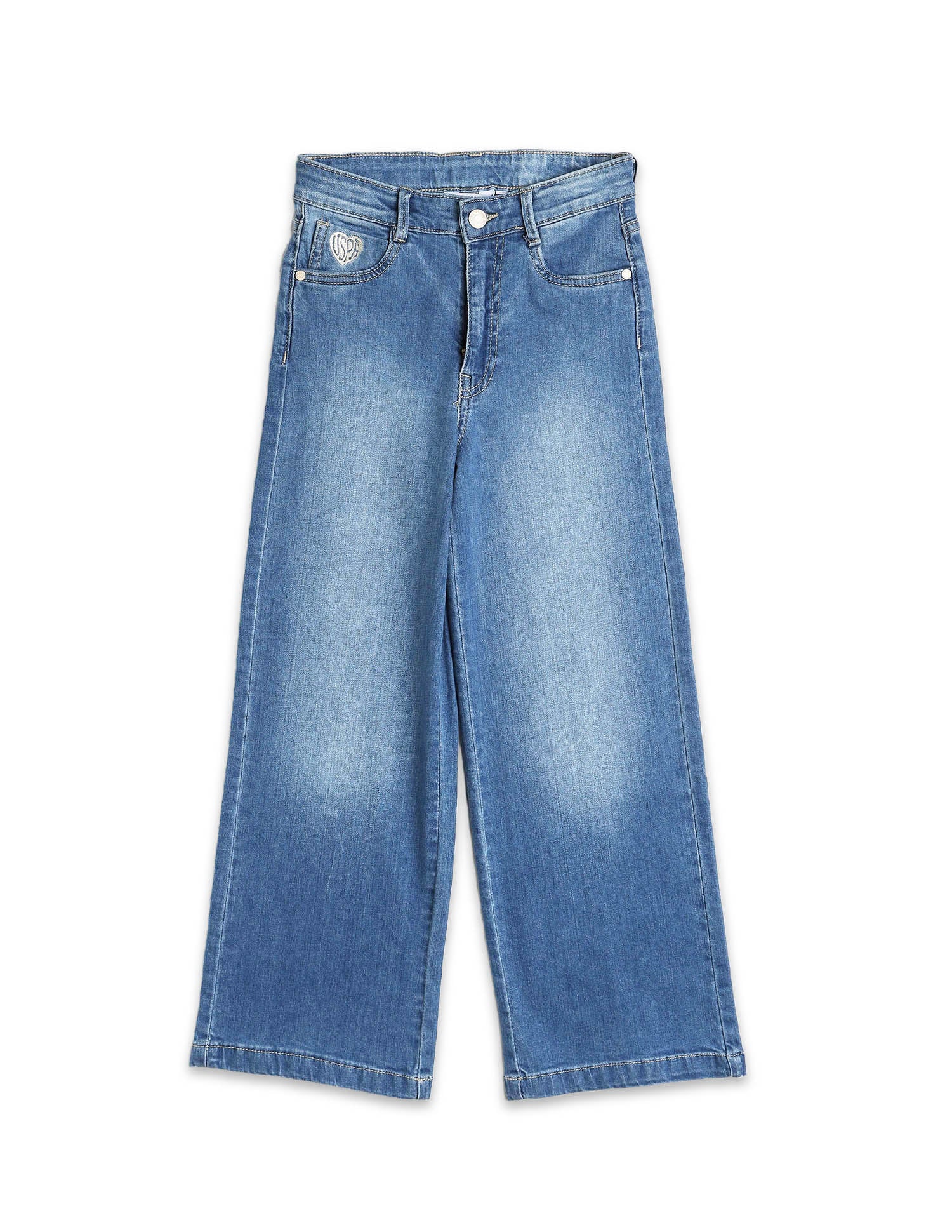 Girls Wide Leg Fit Blue Jeans Blue - U.S. POLO ASSN. | Large