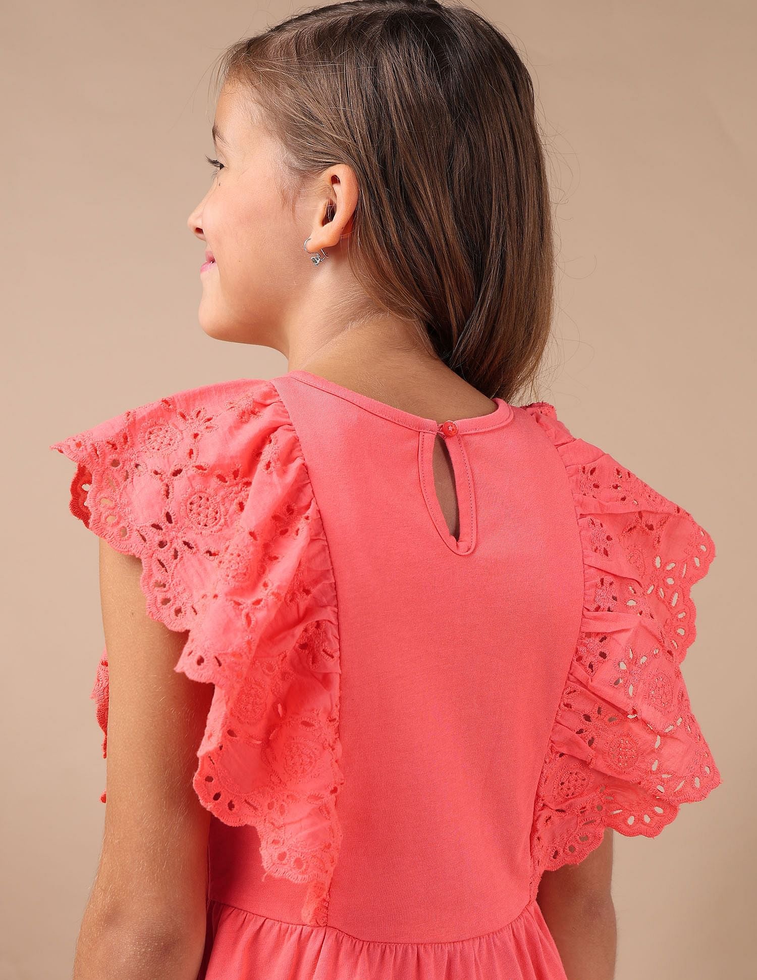 Girls Schiffli Fit And Flare Dress Coral - U.S. POLO ASSN. | Large