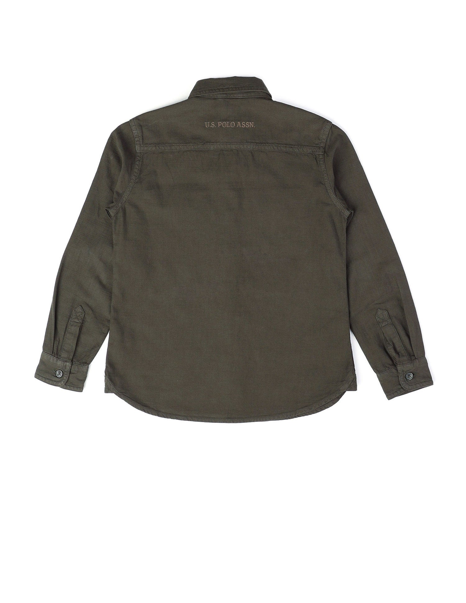 Boys Regular Fit Solid Shirt Olive - U.S. POLO ASSN. | Large