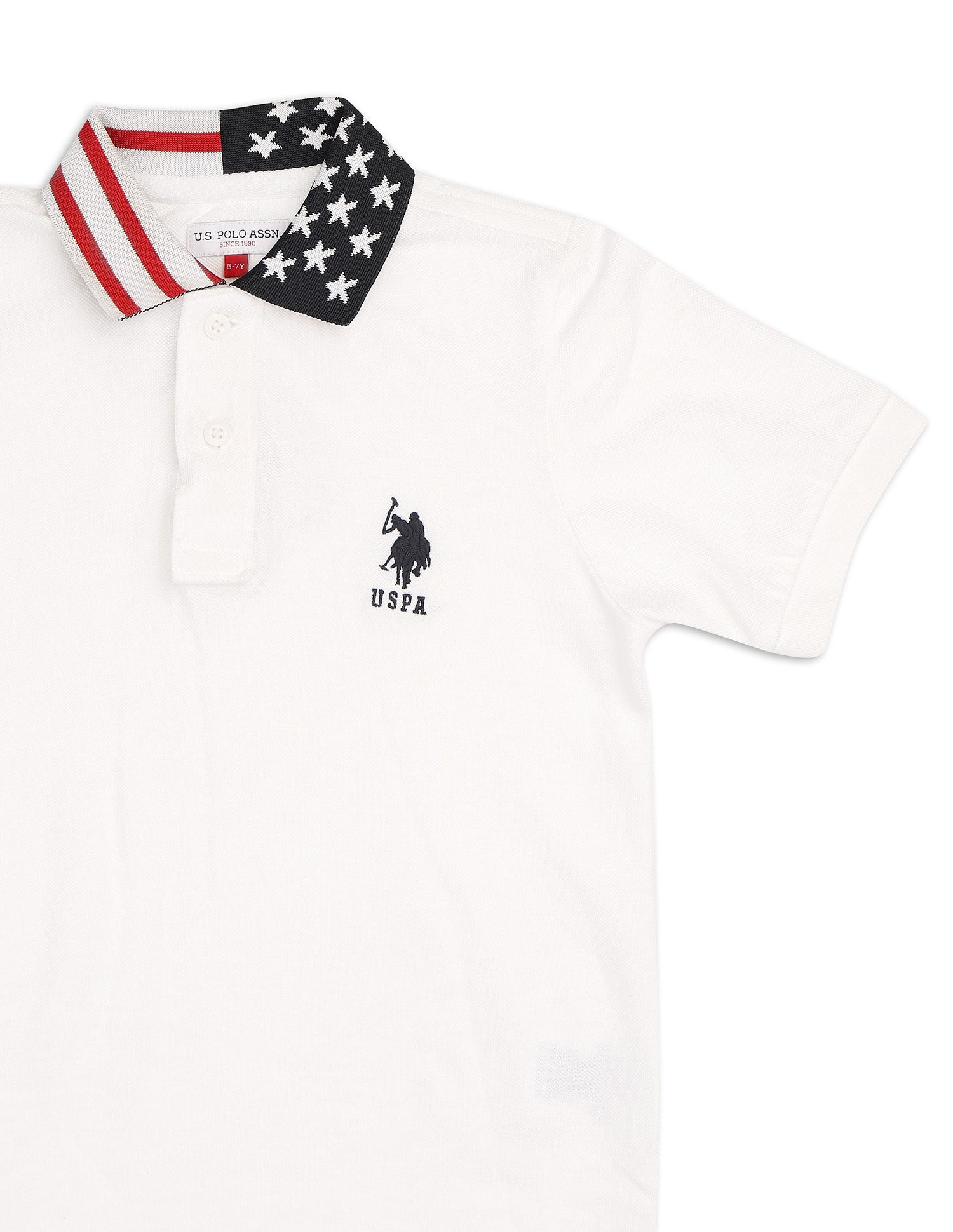 Boys Solid Pure Cotton Polo Shirt White - U.S. POLO ASSN. | Large