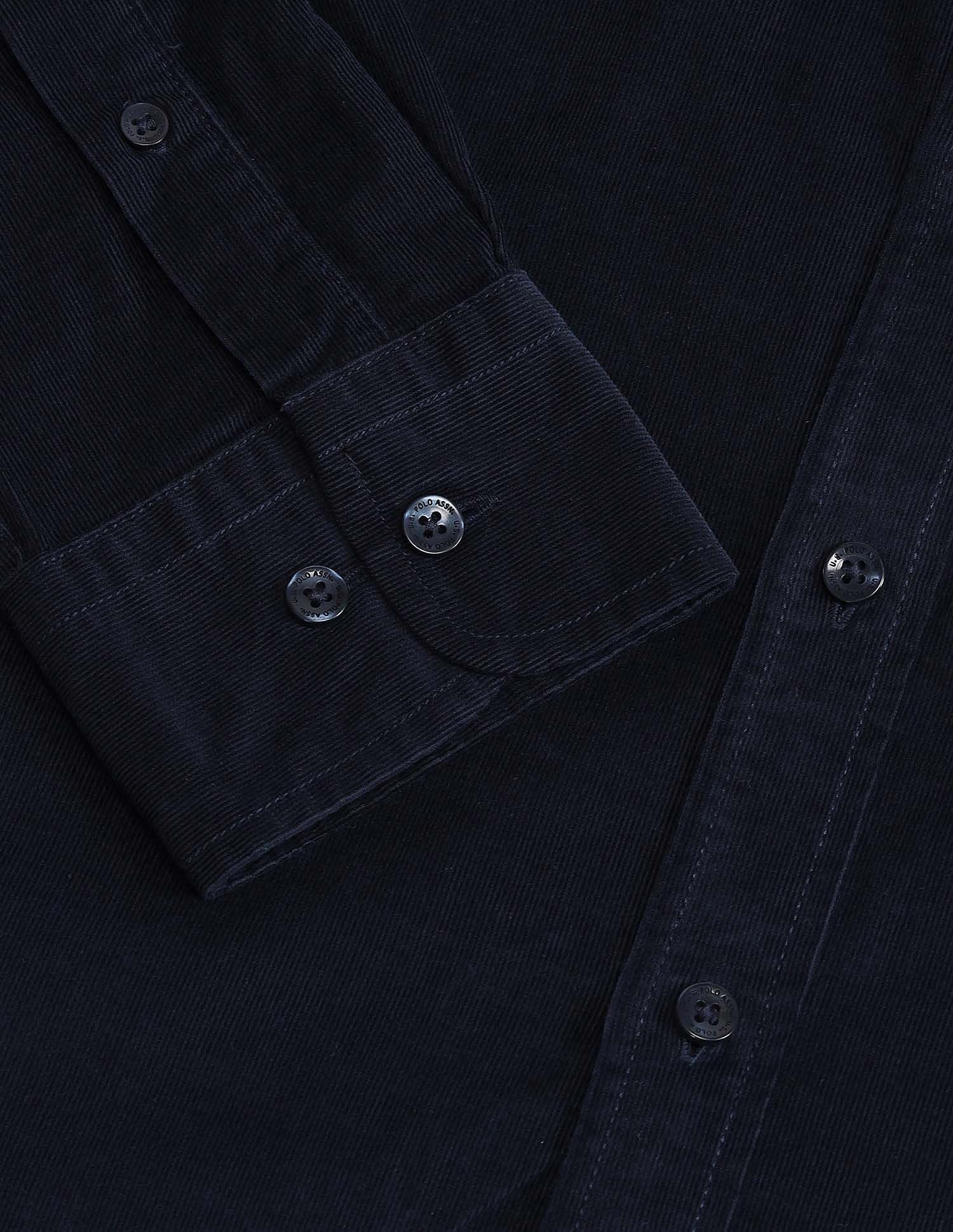 Tailored Fit Corduroy Shirt Navy - U.S. Polo Assn. India | Large