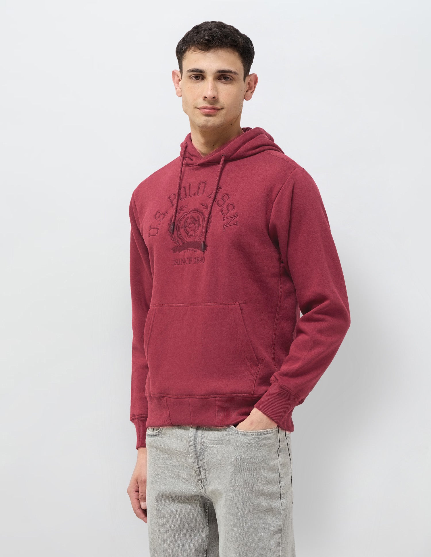 Brand Embroidered Regular Fit Sweatshirt Maroon - U.S. POLO ASSN. | Large