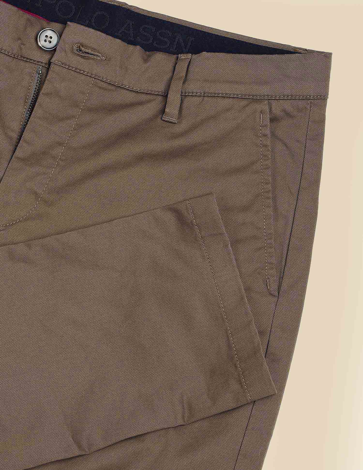 Textured Austin Slim Fit Trousers Brown - U.S. Polo Assn. India | Large