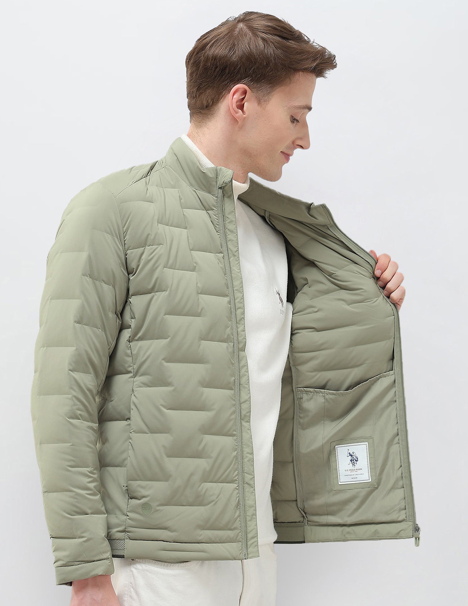 Mock Collar Regular Fit Smartheat Jacket Medium Green - U.S. POLO ASSN. | Large