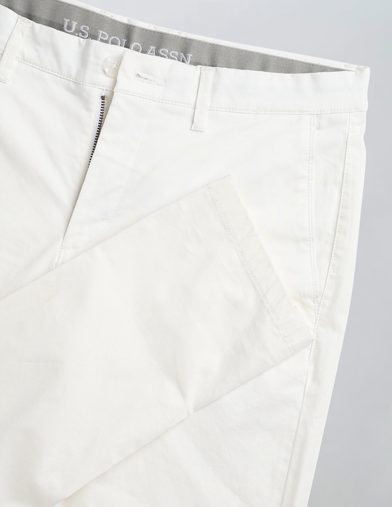 Austin Slim Fit Satin Trousers White - U.S. Polo Assn. India | Large