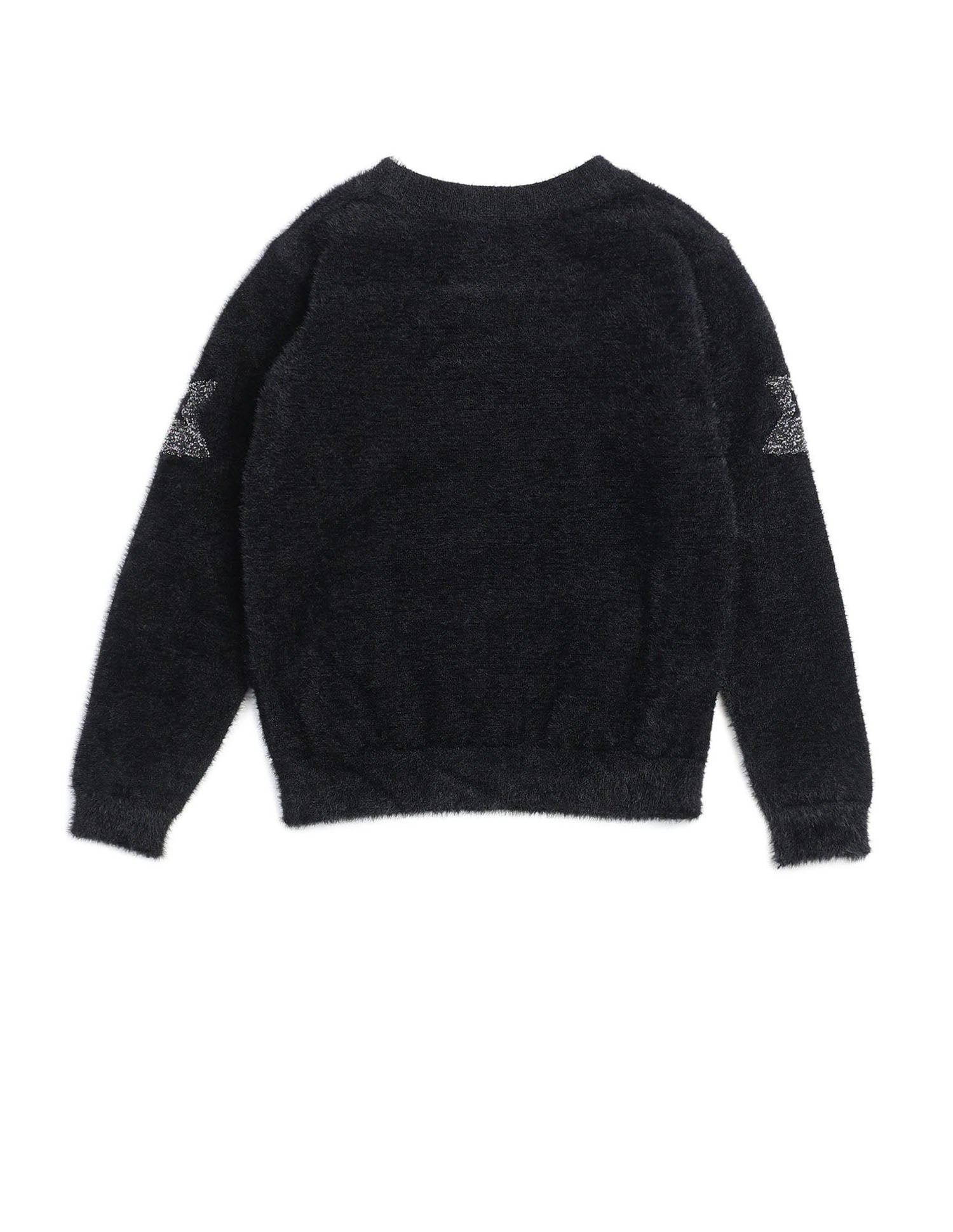 Girls Patterned Knit Pullover Sweater Black - U.S. POLO ASSN. | Large