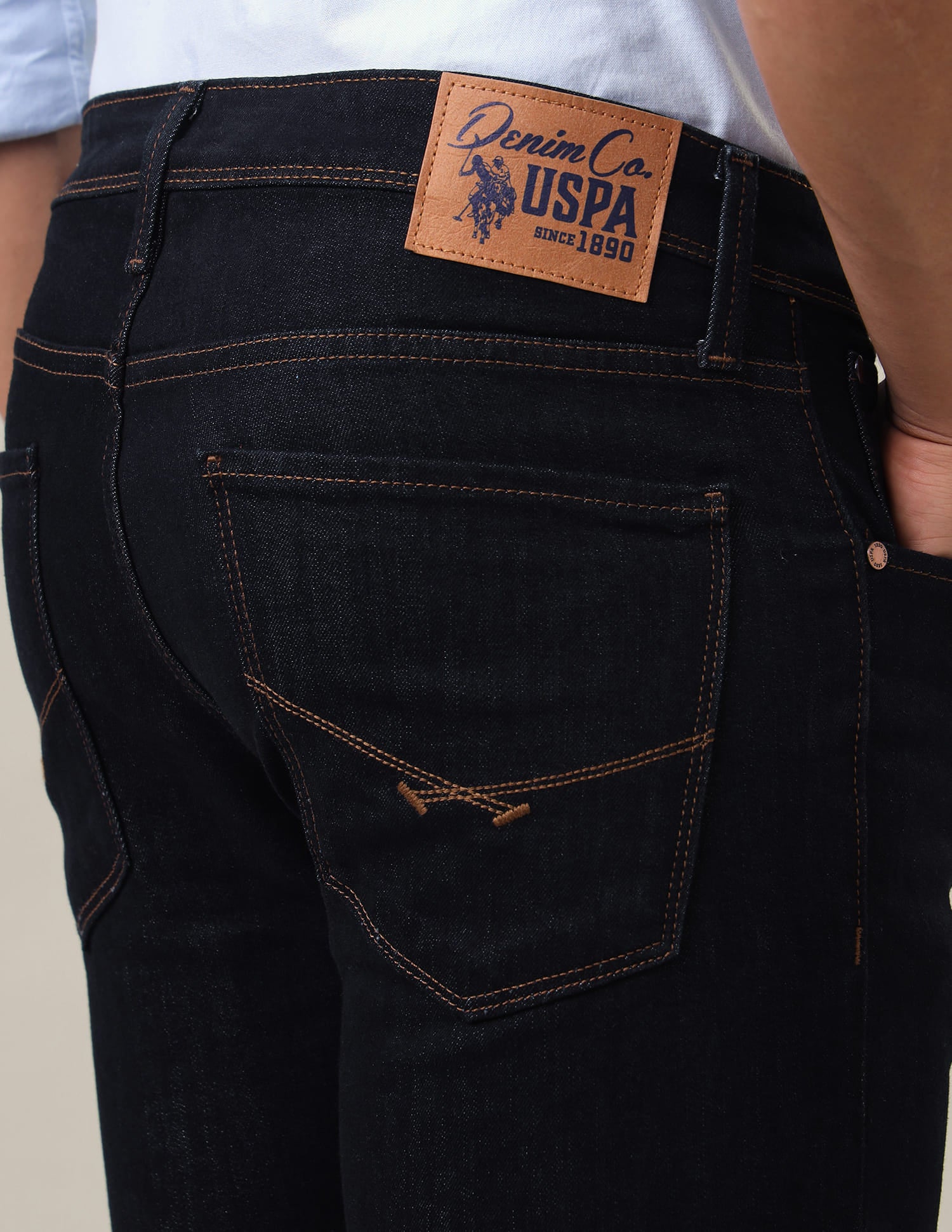 Brandon Slim Tapered Fit Rinsed Jeans Dark Blue - U.S. Polo Assn. India | Large