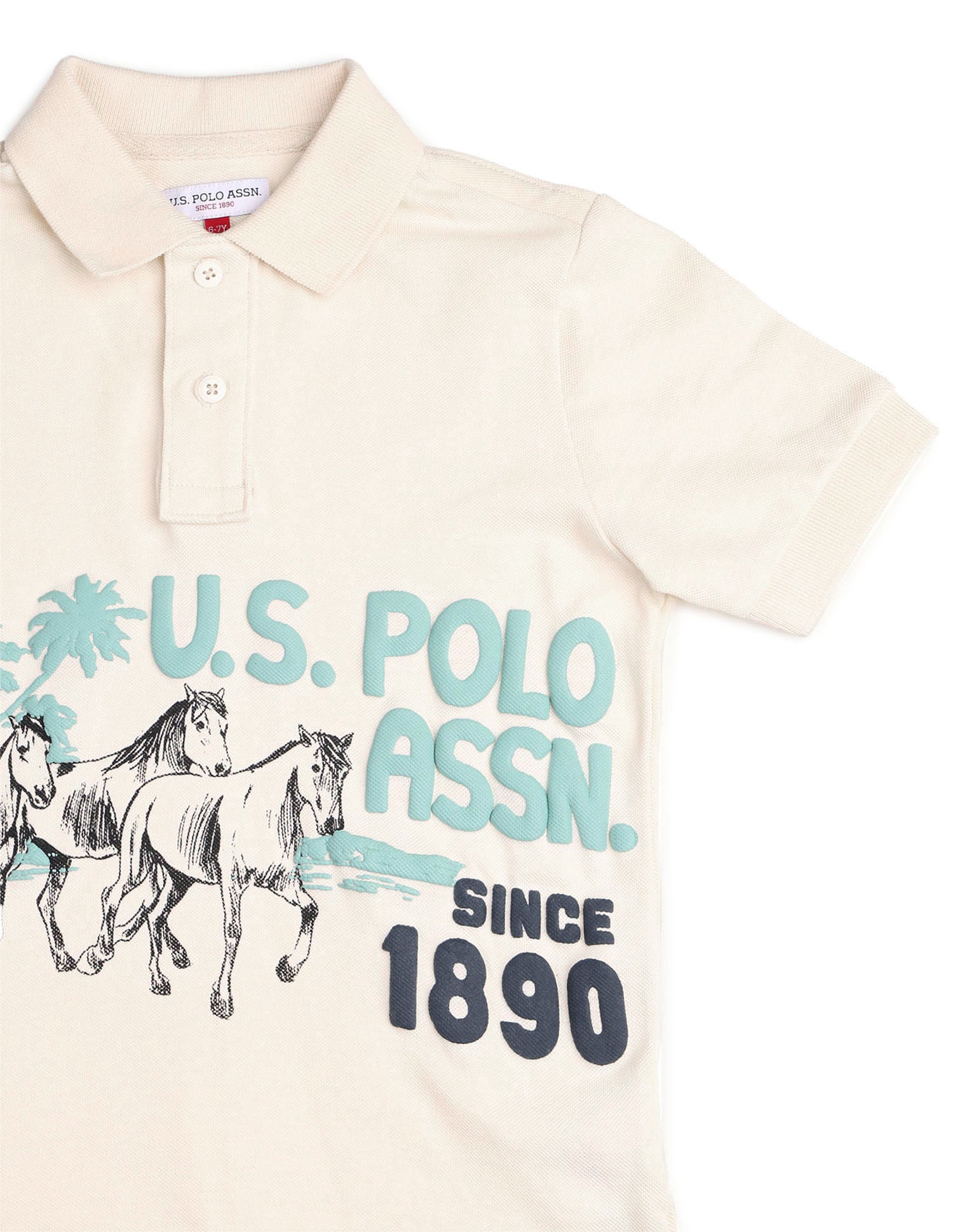 Boys Graphic Brand Printed Polo Shirt White - U.S. POLO ASSN. | Large