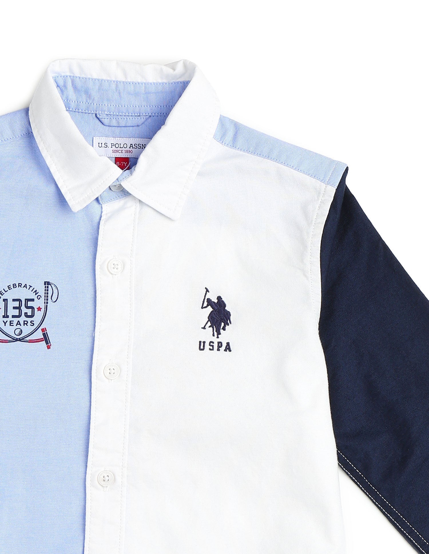 Boys Oxford Colorblocked Brand Printed Shirt Multi - U.S. Polo Assn. India | Large