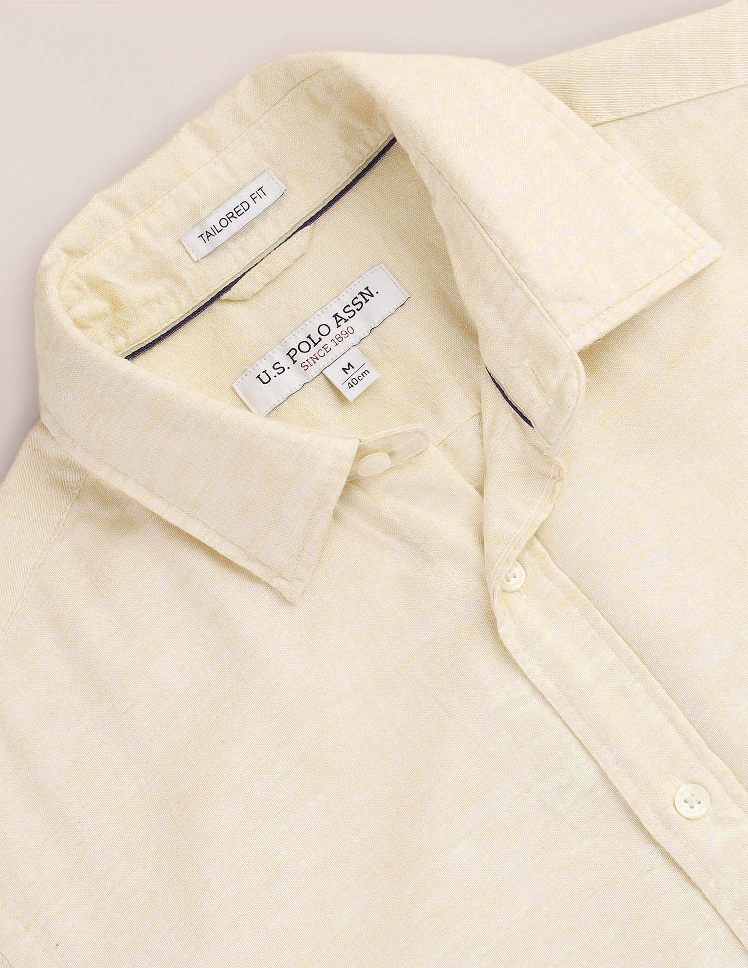Tailored Regular Fit Solid Shirt Ivory - U.S. Polo Assn. India | Large